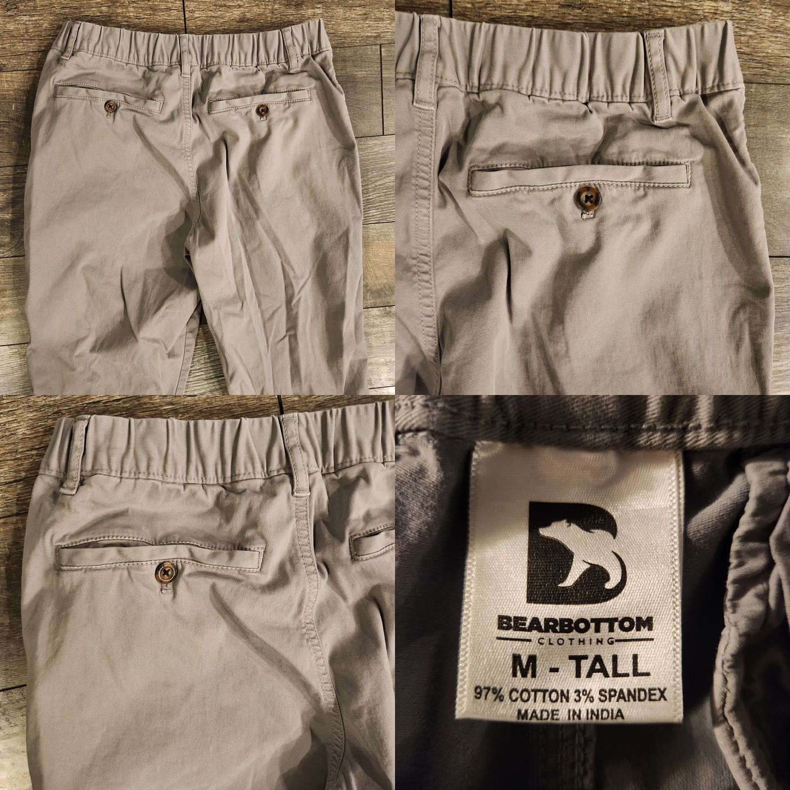 Vintage Bear Bottom Jogger Pants Mens Medium Tall Gray Chino Elastic Waist Casual Slim? Notch: Regular Fit Size US 32 / EU 48 - 8 Thumbnail