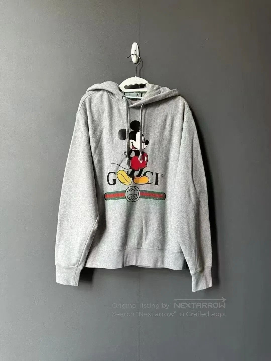 Gucci Gray Mickey Print Hoodie.
