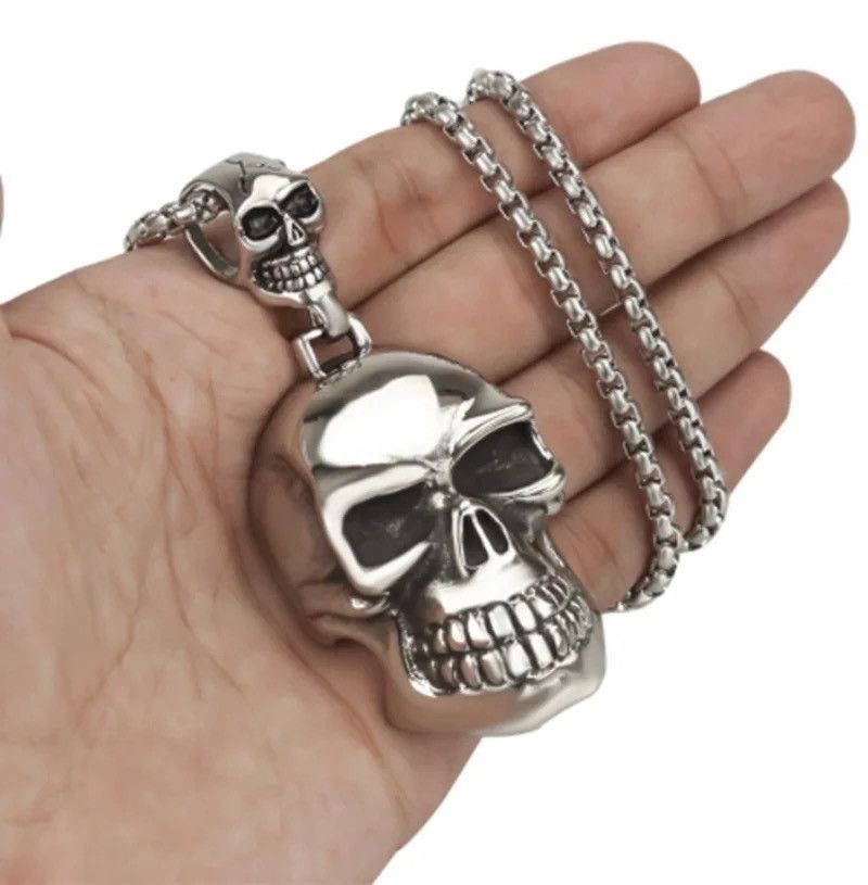 Vintage Vintage Goth Double Skull Necklace Size ONE SIZE - 2 Thumbnail