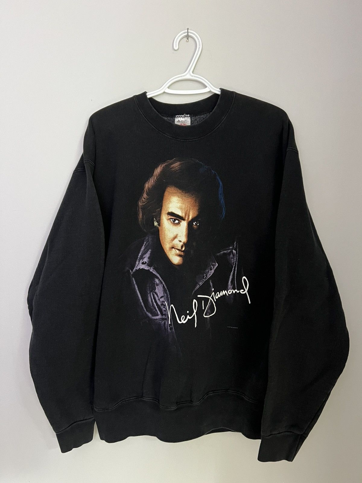 Fruit Of The Loom Vintage 90s Neil Diamond Sweatshirt Black Size US XL / EU 56 / 4 - 1 Thumbnail