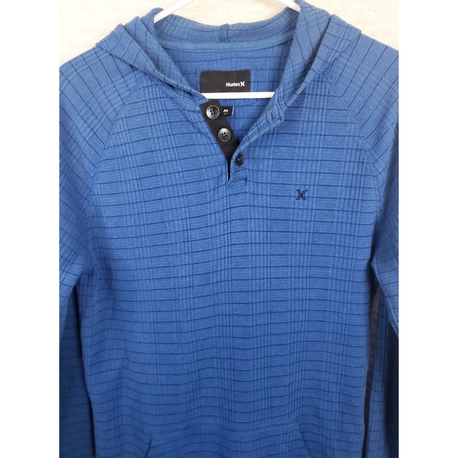 Hurley Hurley Henley Hoodie Shirt Men's M Blue Striped Hooded Long Sleeve Pullover Size US M / EU 48-50 / 2 - 2 Thumbnail