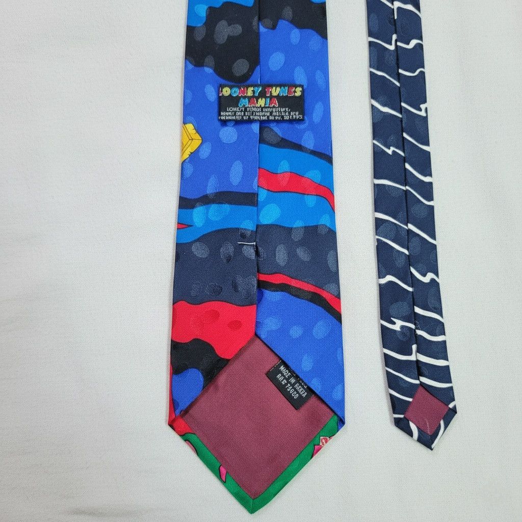 Warner Bros Looney Toons 58x4" Tie Vintage 1993 Cartoon 100% Silk Fudd Size ONE SIZE - 7 Thumbnail