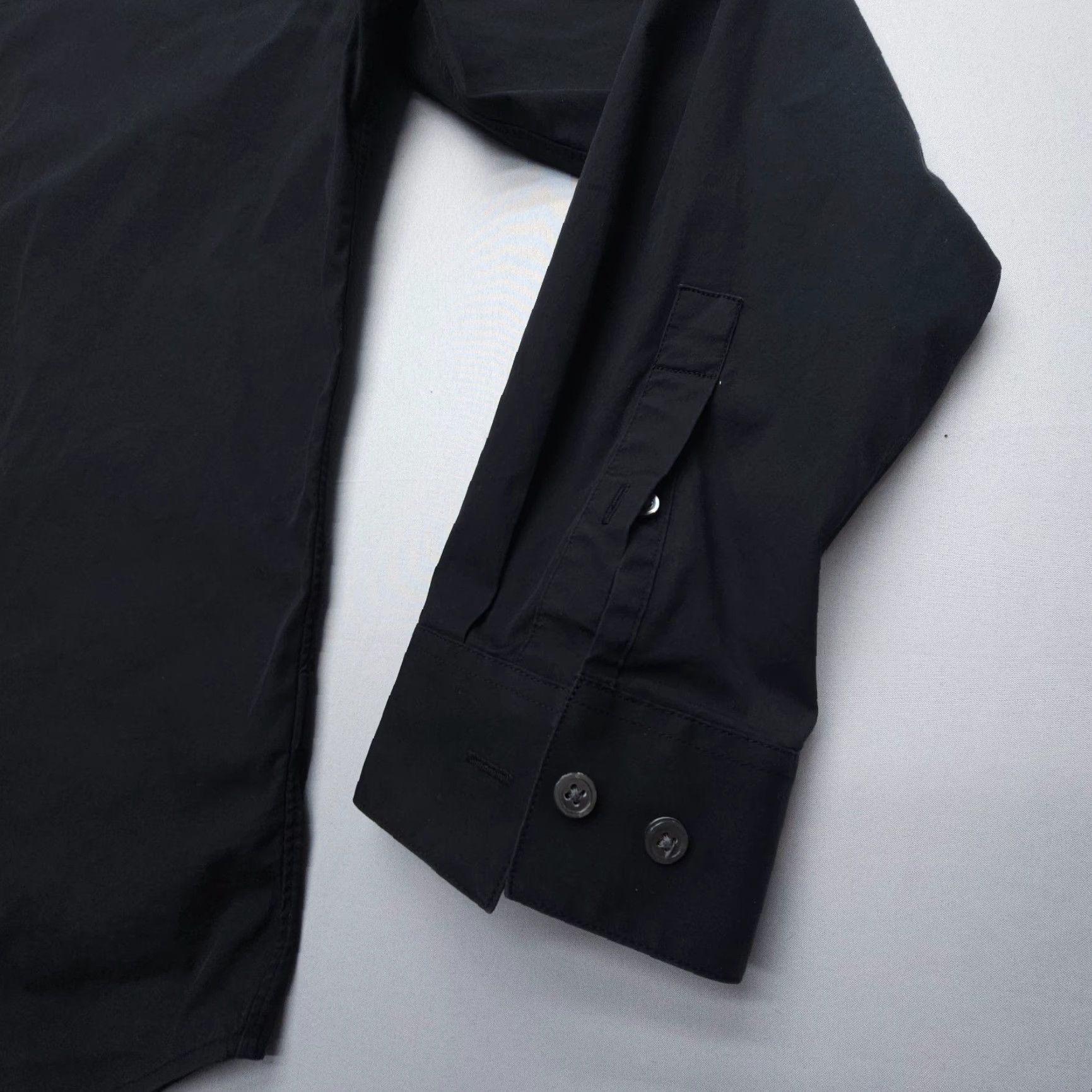Theory Theory Dress Shirt Mens 2XL Solid Black Cotton Blend Long Sleeve Shirt Slim Button Cuff Barrell Collared Knit N/A Vintage No Size 48R - 4 Thumbnail