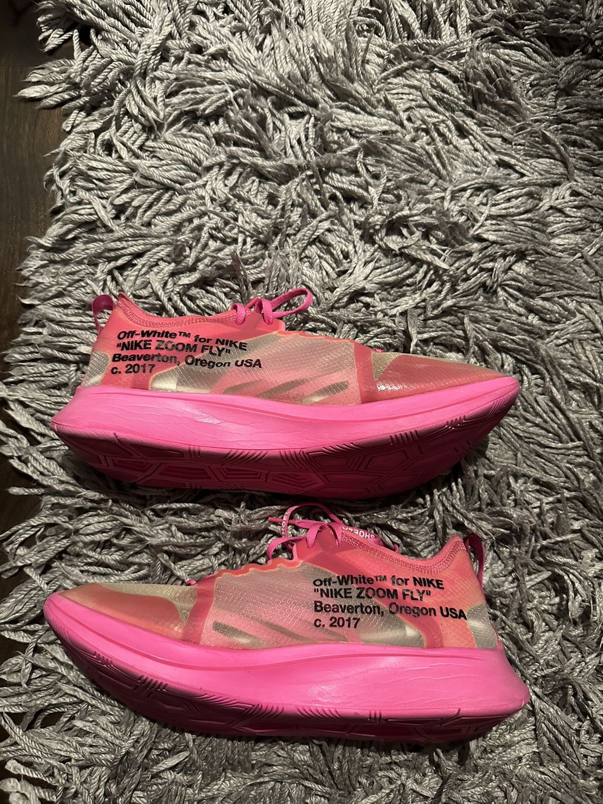 Off-White Nike zoom fly Off White pink Size US 11 / EU 44 - 1 Thumbnail