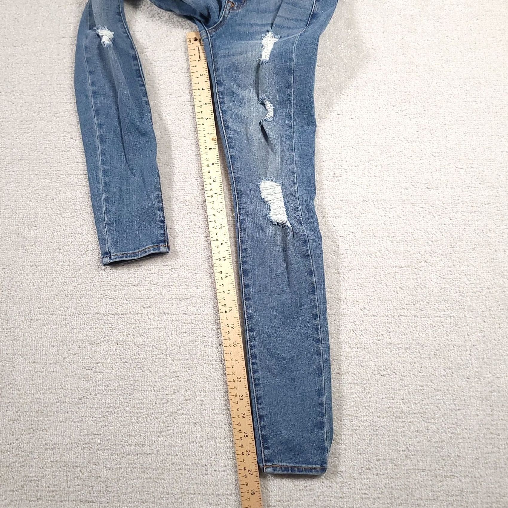 Vintage Aéropostale Jeans Womens 00 Short High Rise Skinny Jegging Distressed Stretch Denim Blue Leather? Size 24" / US 00 / IT 34 - 7 Thumbnail