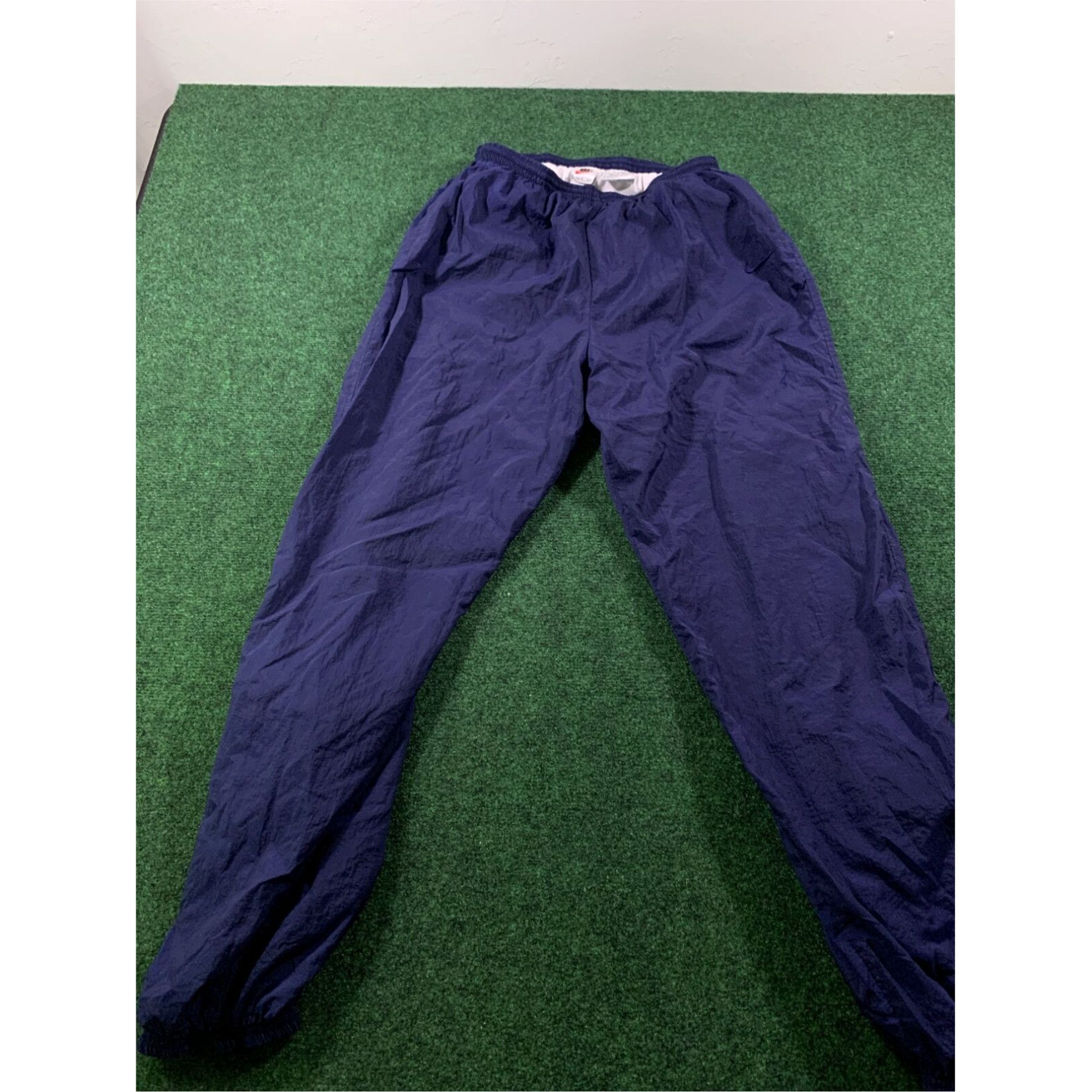 Nike Vintage 90s Nike Navy Silver Tag Running Pants Mens L Navy Nylon Joggers Size US 36 / EU 52 - 2 Thumbnail