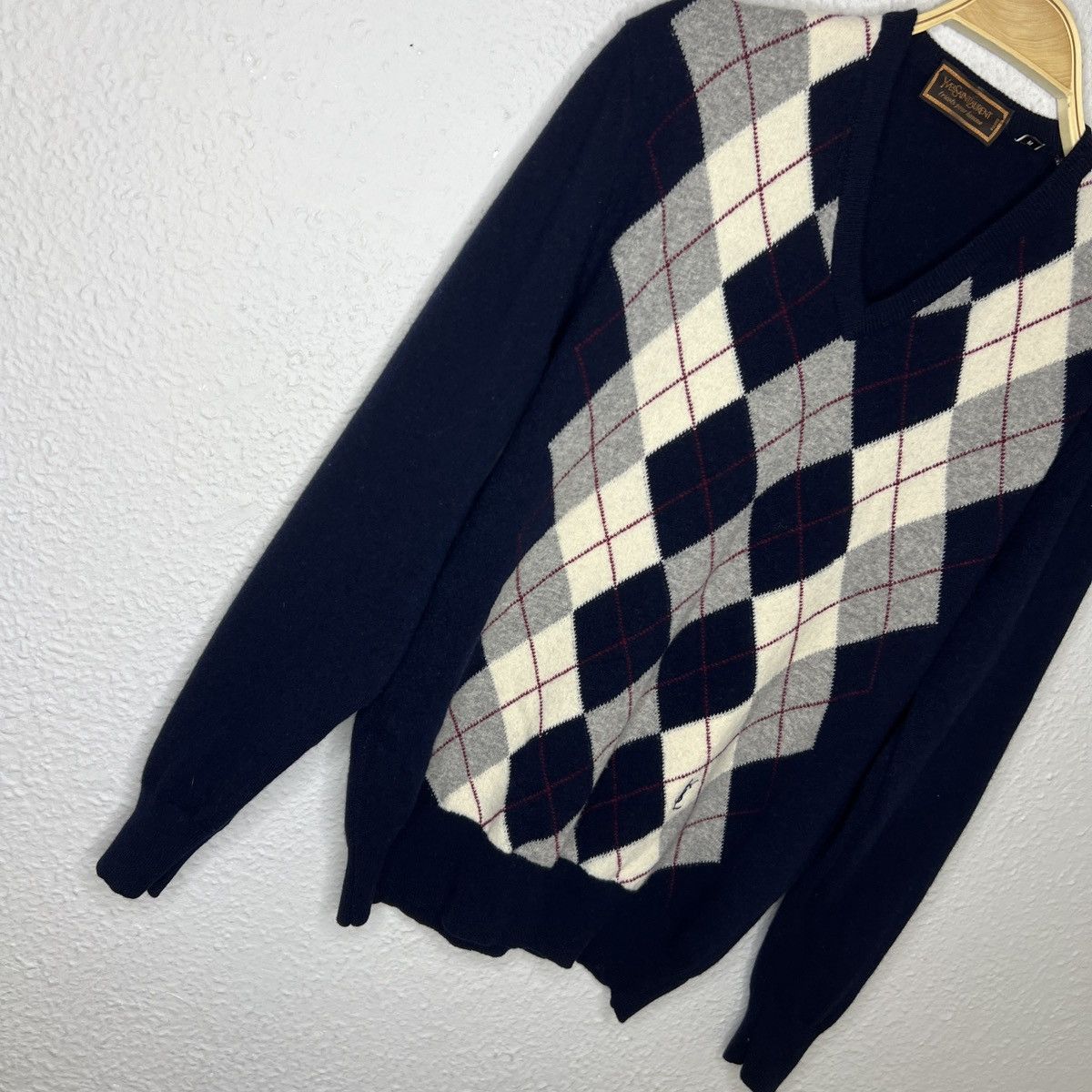 Designer × Vintage × Yves Saint Laurent Yves Saint Laurent Vintage Wool Sweater Jumper Knit Navy Size US M / EU 48-50 / 2 - 2 Thumbnail