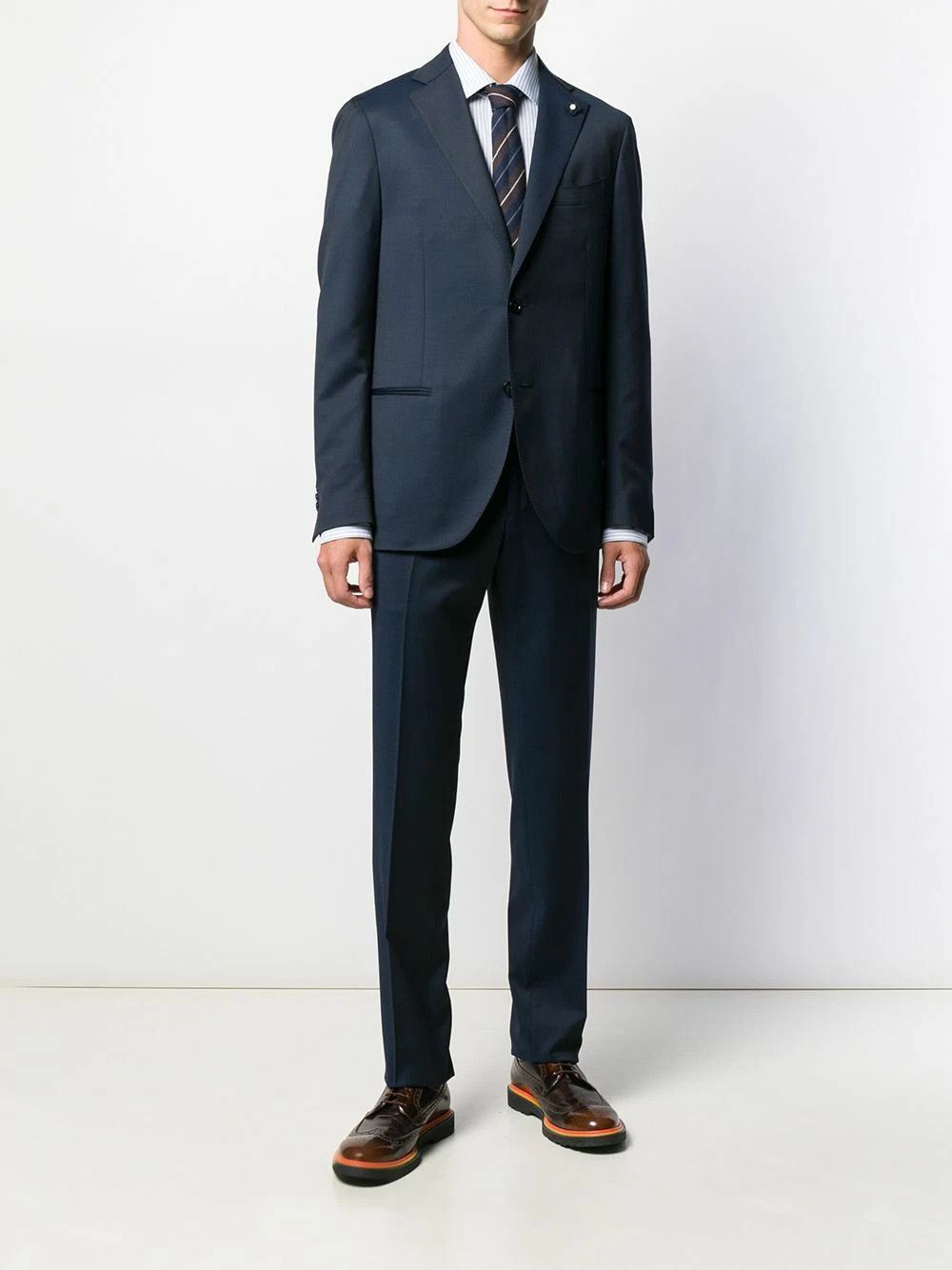 Lardini LARDINI Navy Blue Two-Piece Single Breasted Wool Suit Size 36R - 2 Thumbnail
