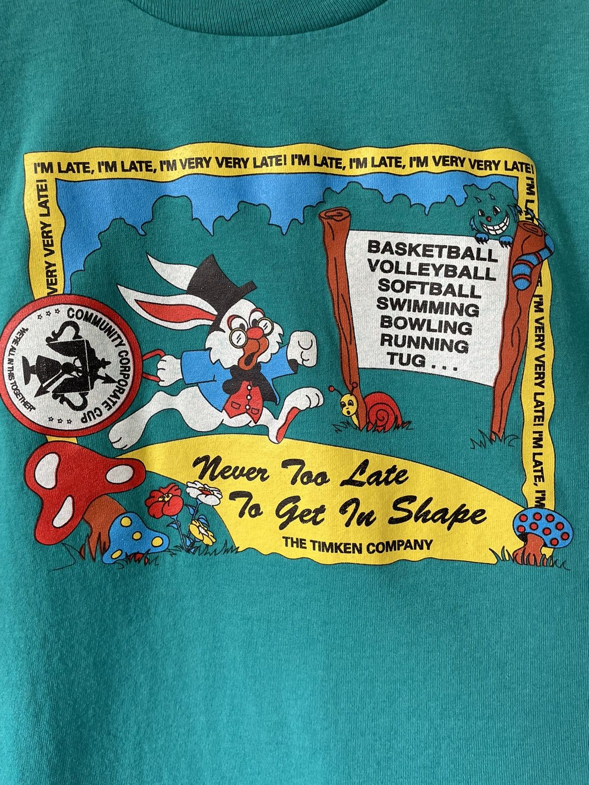 Fruit Of The Loom × Vintage Vintage 90s Alice in Wonderland I’m Late tee Size US M / EU 48-50 / 2 - 3 Thumbnail