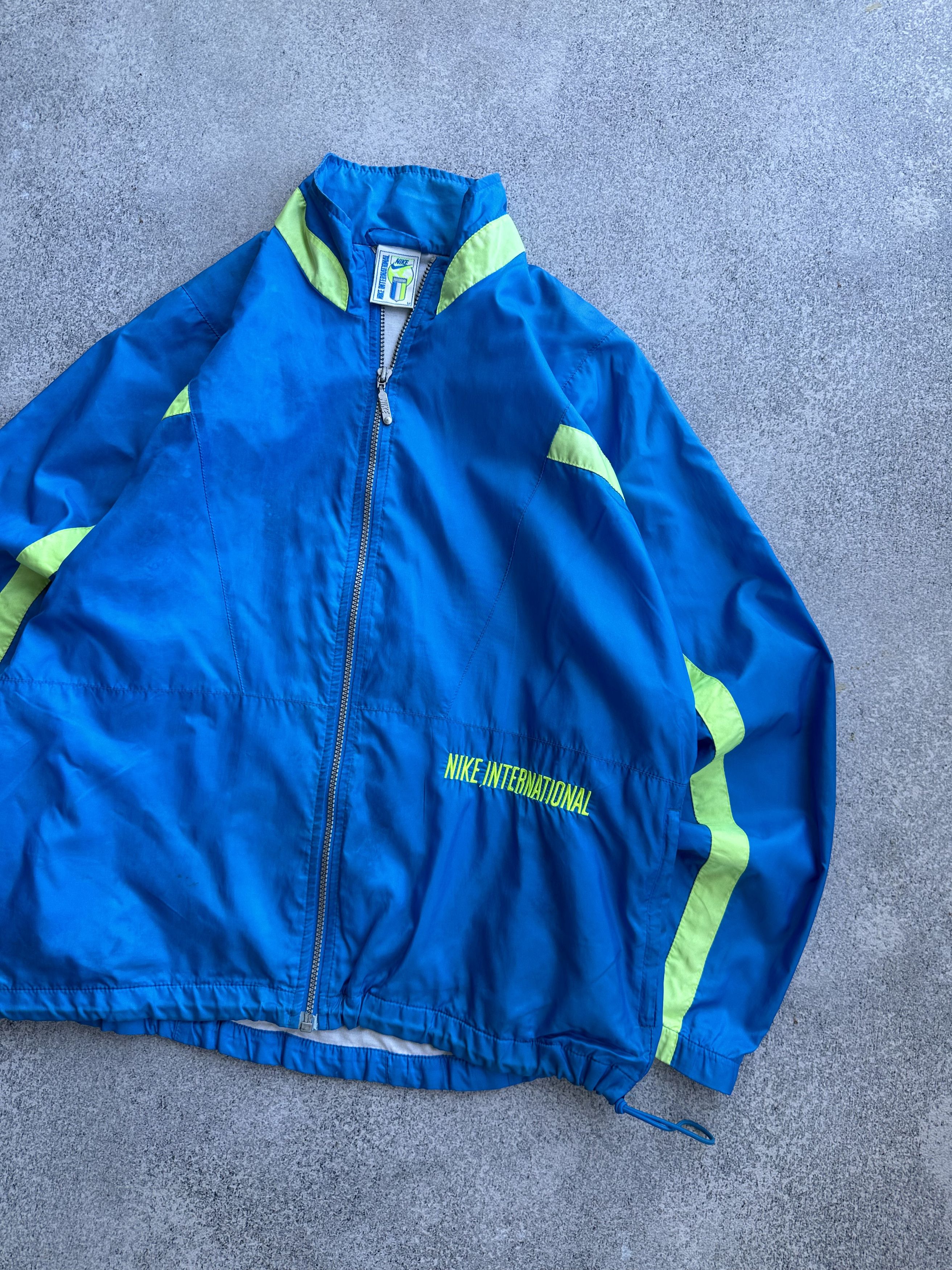 Nike × Vintage Nike International Vintage Nylon Blue Track Jacket Rare 90s Size US M / EU 48-50 / 2 - 4 Thumbnail