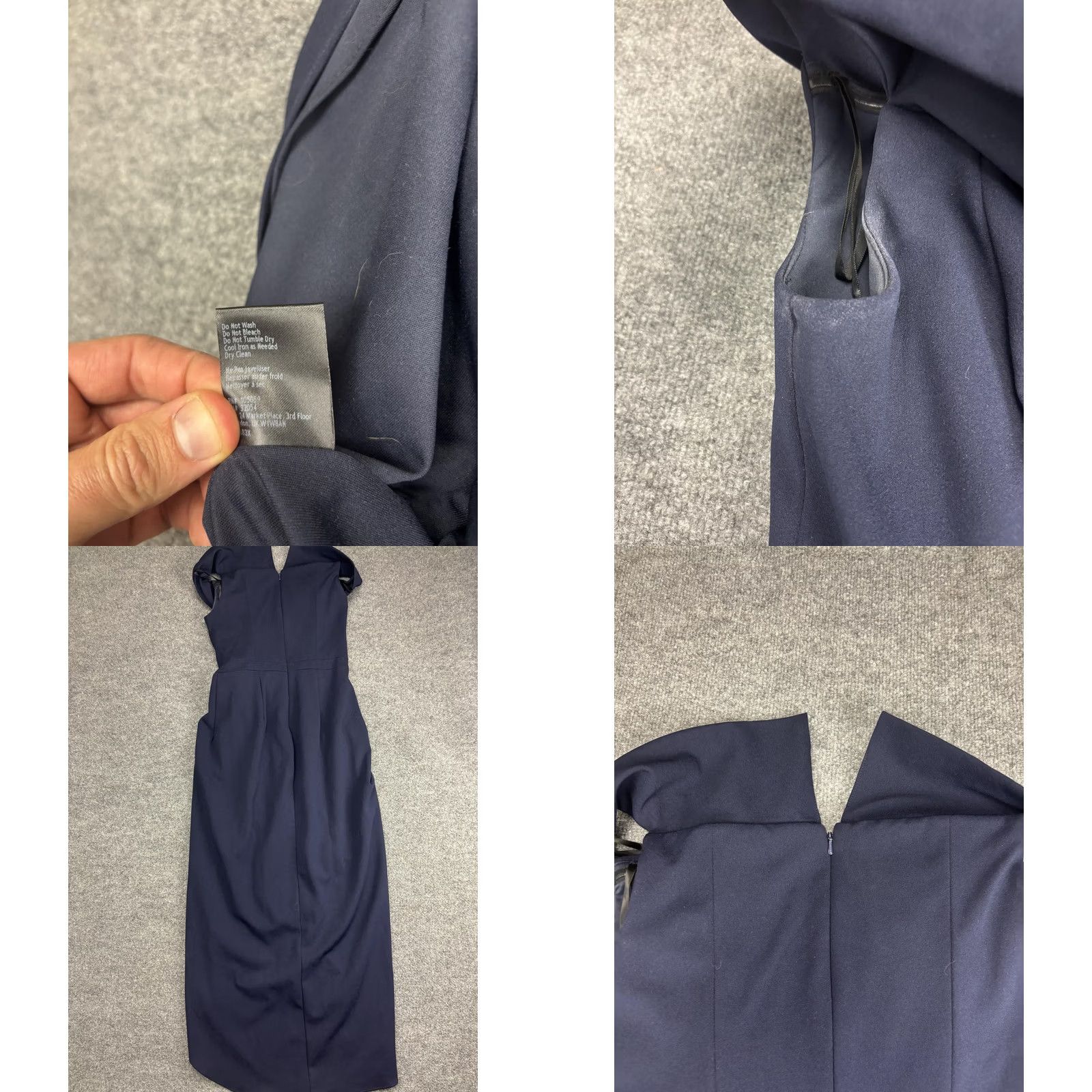 Vintage BHLDN Dress Womens 8 Navy Off Shoulder Hi Low Sheath Bridesmaid Gown Formal Size M / US 6-8 / IT 42-44 - 8 Thumbnail