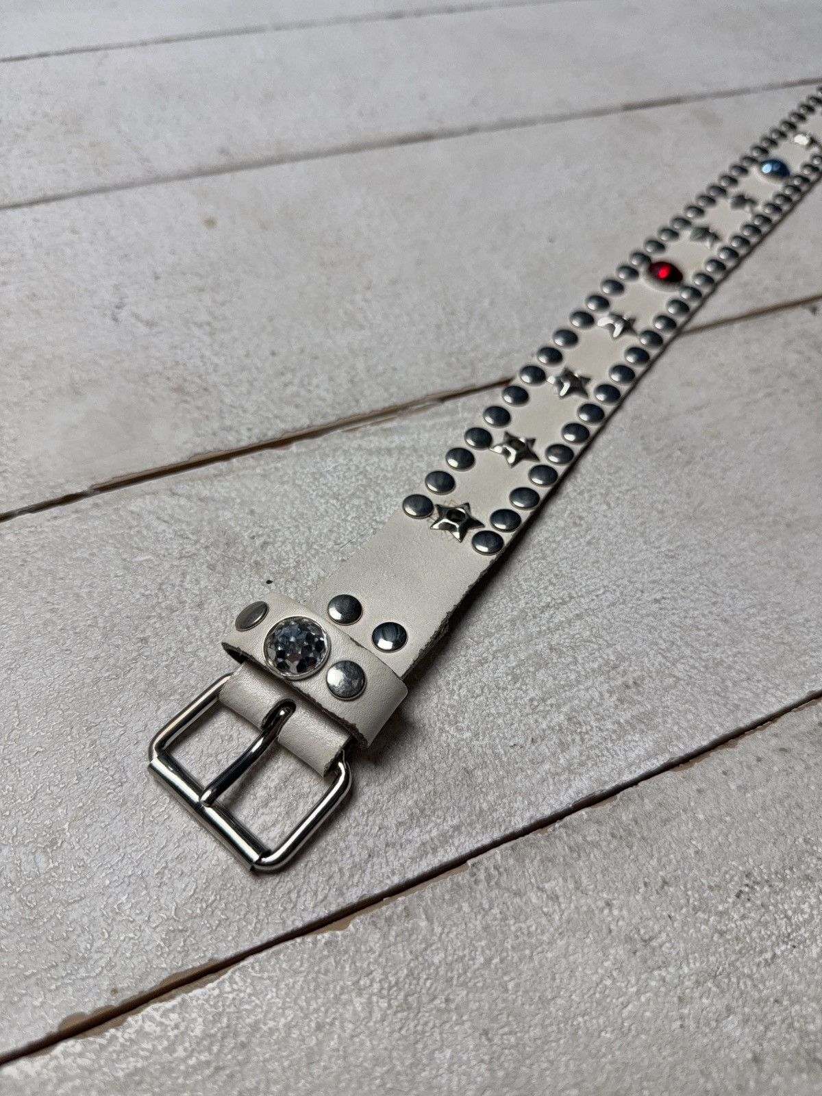 Hysteric Glamour Vintage Leather Belt Y2K Rhinestones Punk Metal Avant Garde Size ONE SIZE - 4 Thumbnail