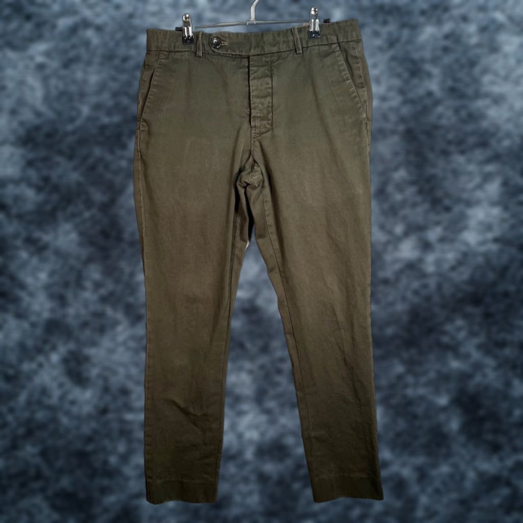Unis Unis Mens Pants Skinny 32 Olive Green Chino 100% Cotton Made In USA Mens 32 Green 90s? Size US 32 / EU 48 - 1 Thumbnail