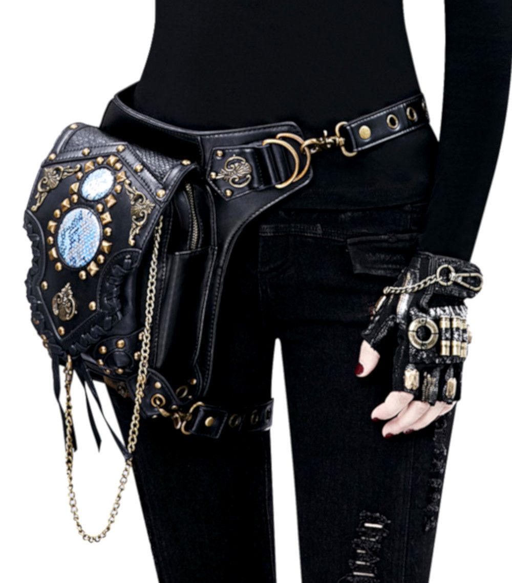 Hysteric Glamour × Japanese Brand × Vintage Vintage Steampunk Knight Rivets Leather Bag Streetwear Rave Size ONE SIZE - 4 Thumbnail
