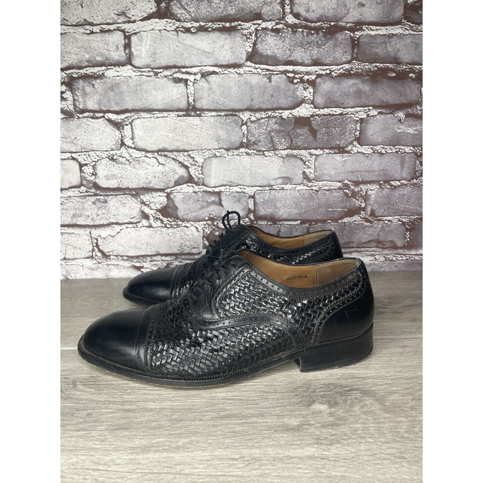Magnanni Magnanni Black Leather Basketweaves Woven Lace Dress Shoes M Size US 8.5 / EU 41-42 - 16 Thumbnail