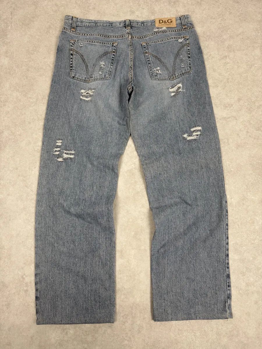 Dolce & Gabbana 2000s Dolce & Gabbana Large Distressed Blue Denim Jeans Size US 34 / EU 50 - 5 Thumbnail