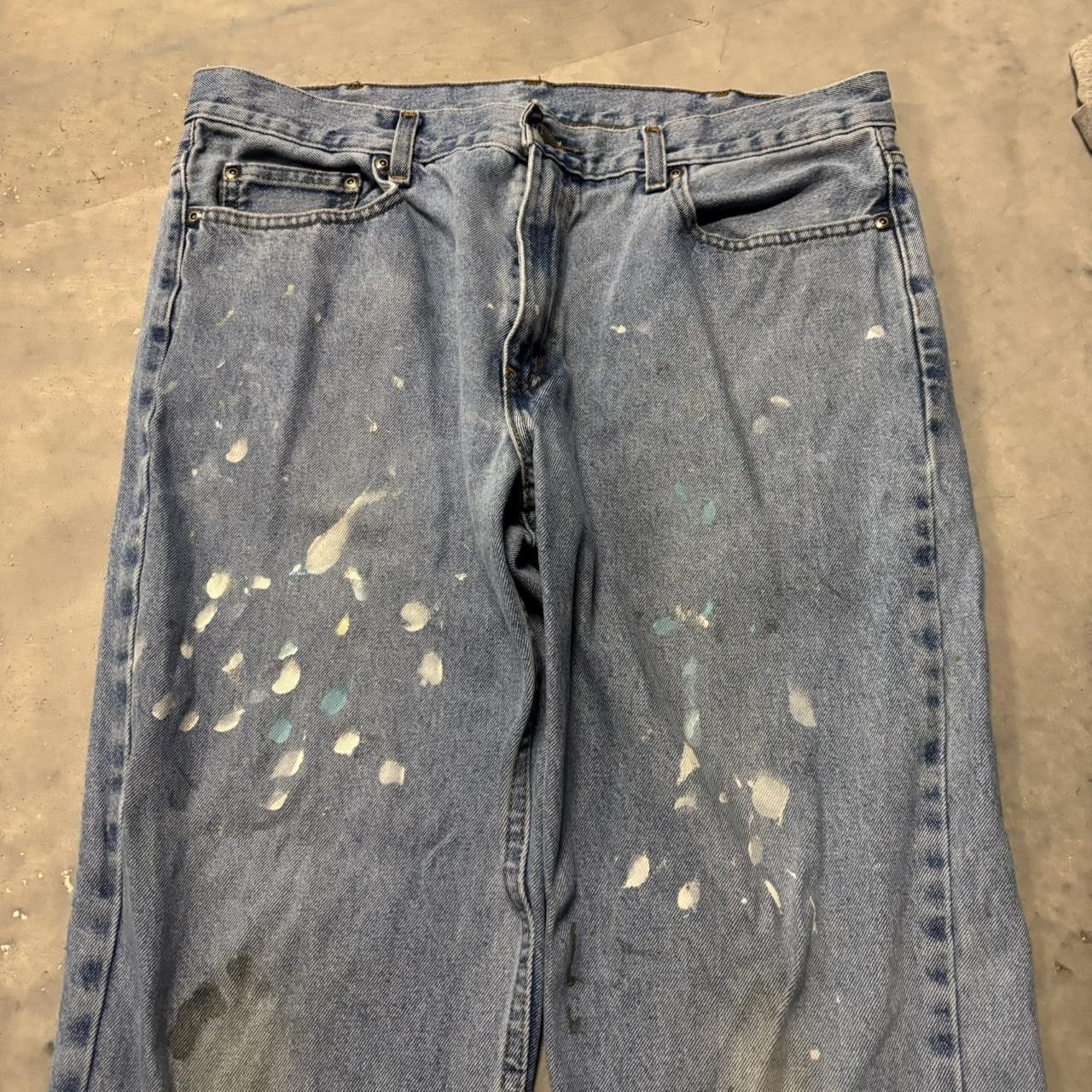 Japanese Brand × Vintage Crazy Vintage Y2K/2000s Light Wash Paint Splatter Denim Jeans! Size US 35 - 5 Thumbnail