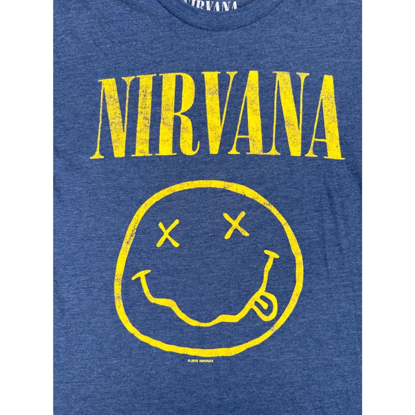 Vintage Nirvana Shirt Men Large Blue Short Sleeve Crew Neck Cotton Blend Logo Distressed 90s Band T-Shirt Mens Size US L / EU 52-54 / 3 - 6 Thumbnail