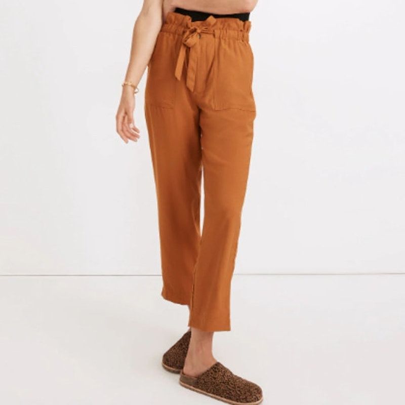 Madewell Madewell Dunaway Paperbag Pants Sz M Burnt Orange High Waist Size 29" - 1 Thumbnail
