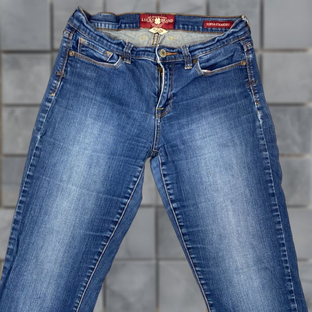 Lucky Brand Lucky Brand Sophia Straight Jeans Womens 6 / 28 Blue Mid-Rise Distressed Denim Size 28" / US 6 / IT 42 - 1 Thumbnail