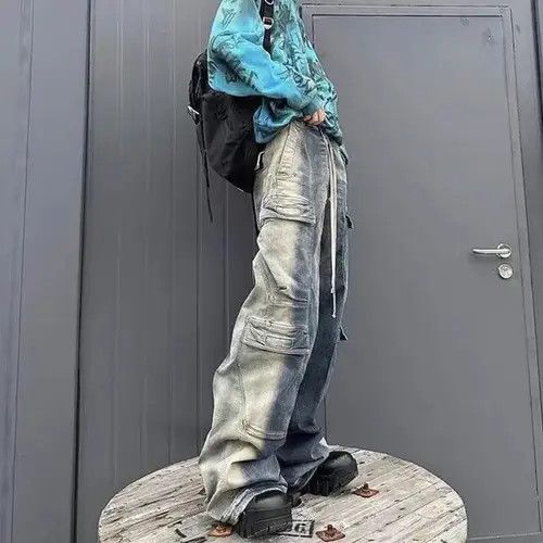 Japanese Brand × Jean Retro street gradient straight wide leg jeans Size US 32 / EU 48 - 3 Thumbnail