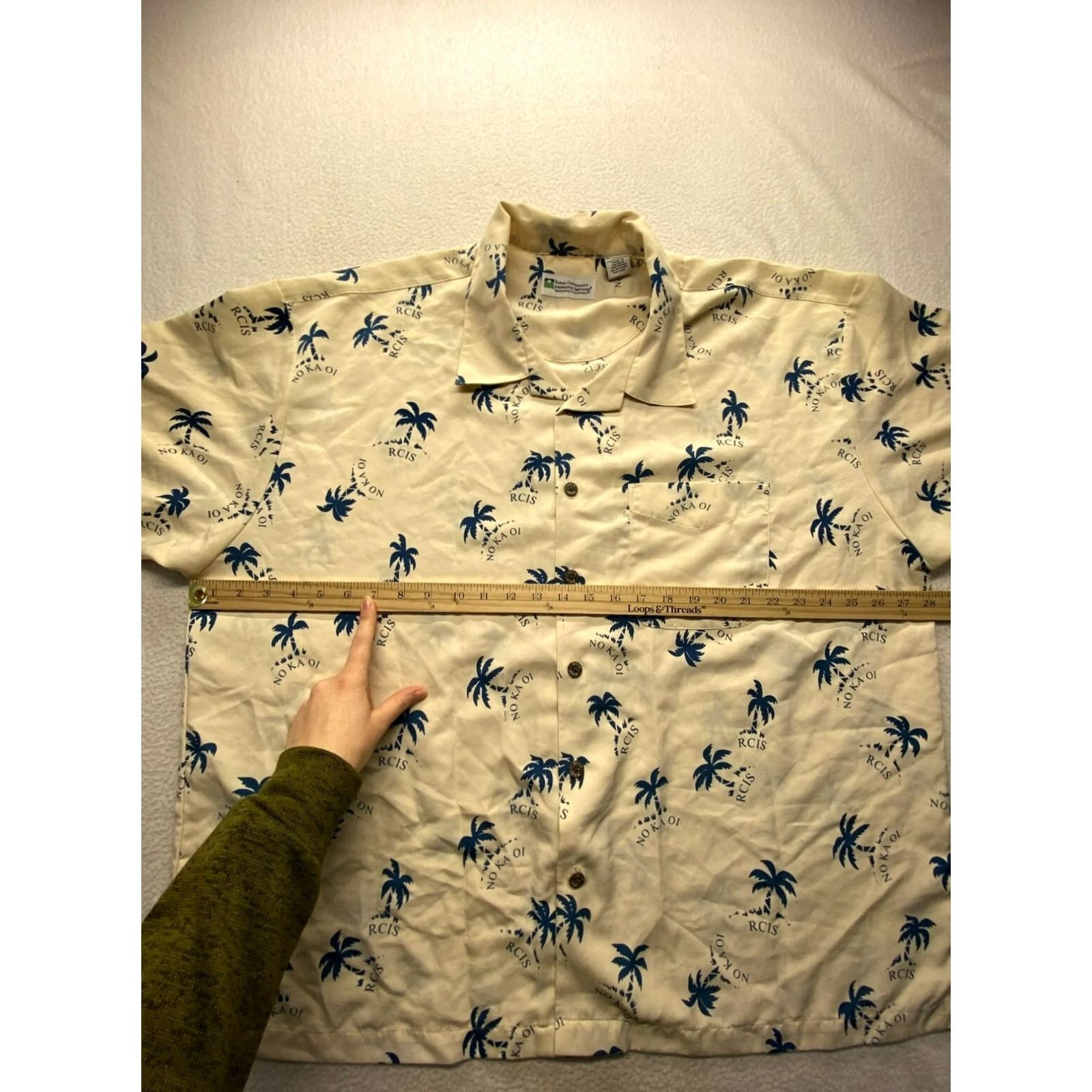 Vintage Mens Beige Hawaiian Shirt 3XL Rural Community Insurance Services Button-Up Short Sleeve Palm Tree Polyester Mens 3XL Beige Hawaiian Shirt - Like New Size US XXL / EU 58 / 5 - 6 Thumbnail