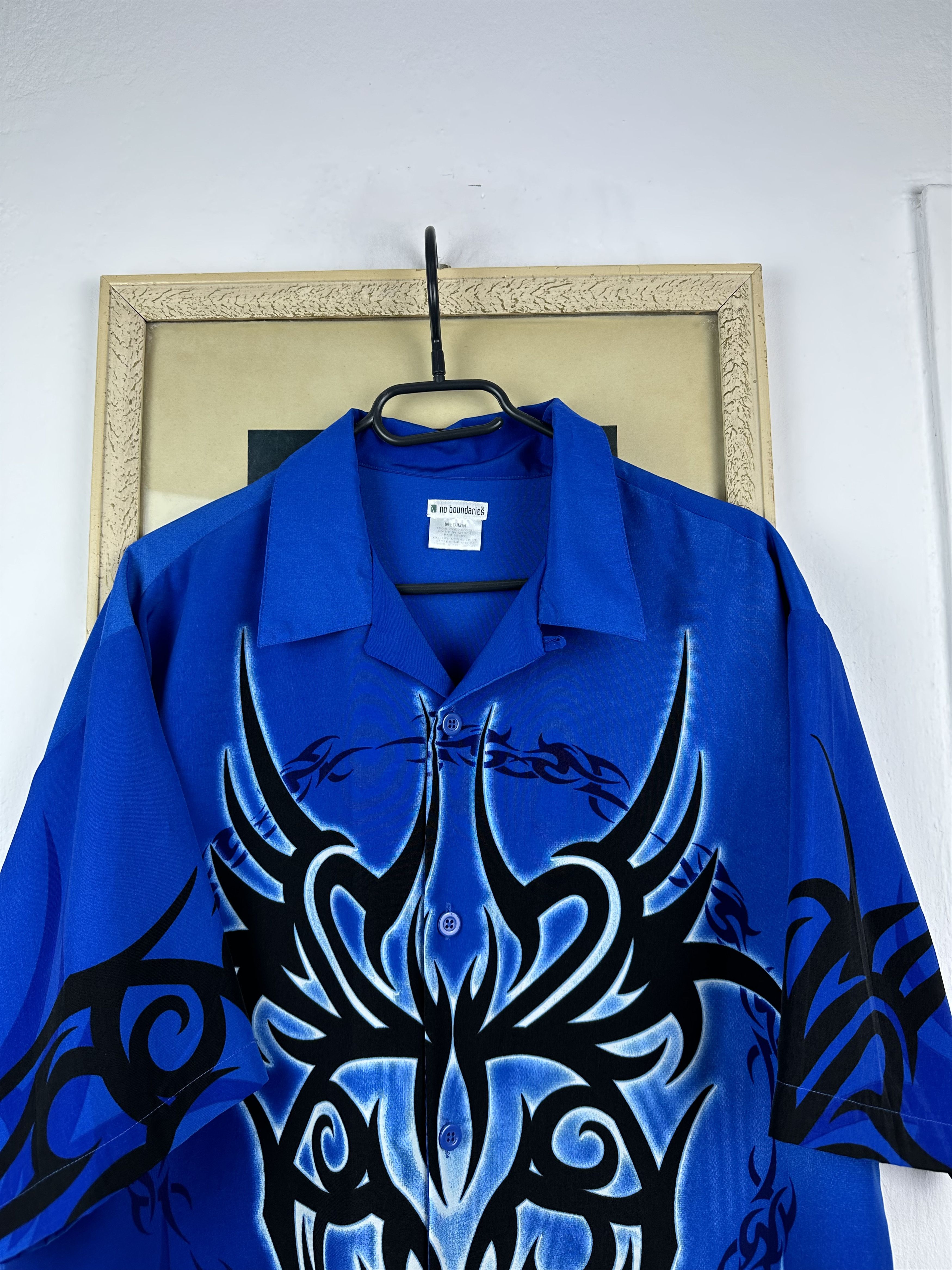 Vintage Vintage Y2k No Boundaries Shirt Button Up Flames Blue Rare Size US M / EU 48-50 / 2 - 2 Thumbnail