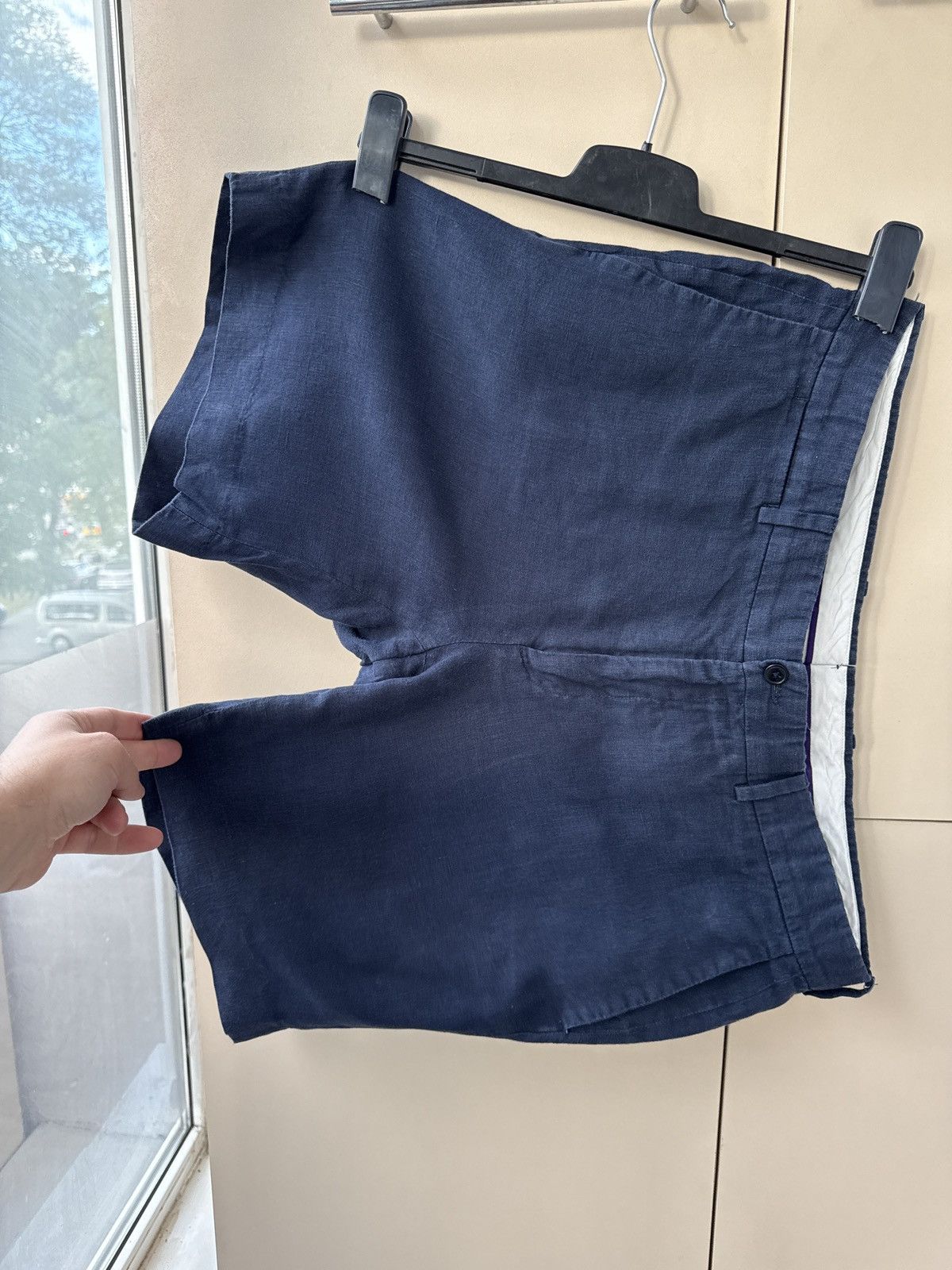 Ralph Lauren Purple Label Polo Ralph Lauren Purple Label Navy Linen Shorts Blanc Size US 36 / EU 52 - 8 Thumbnail