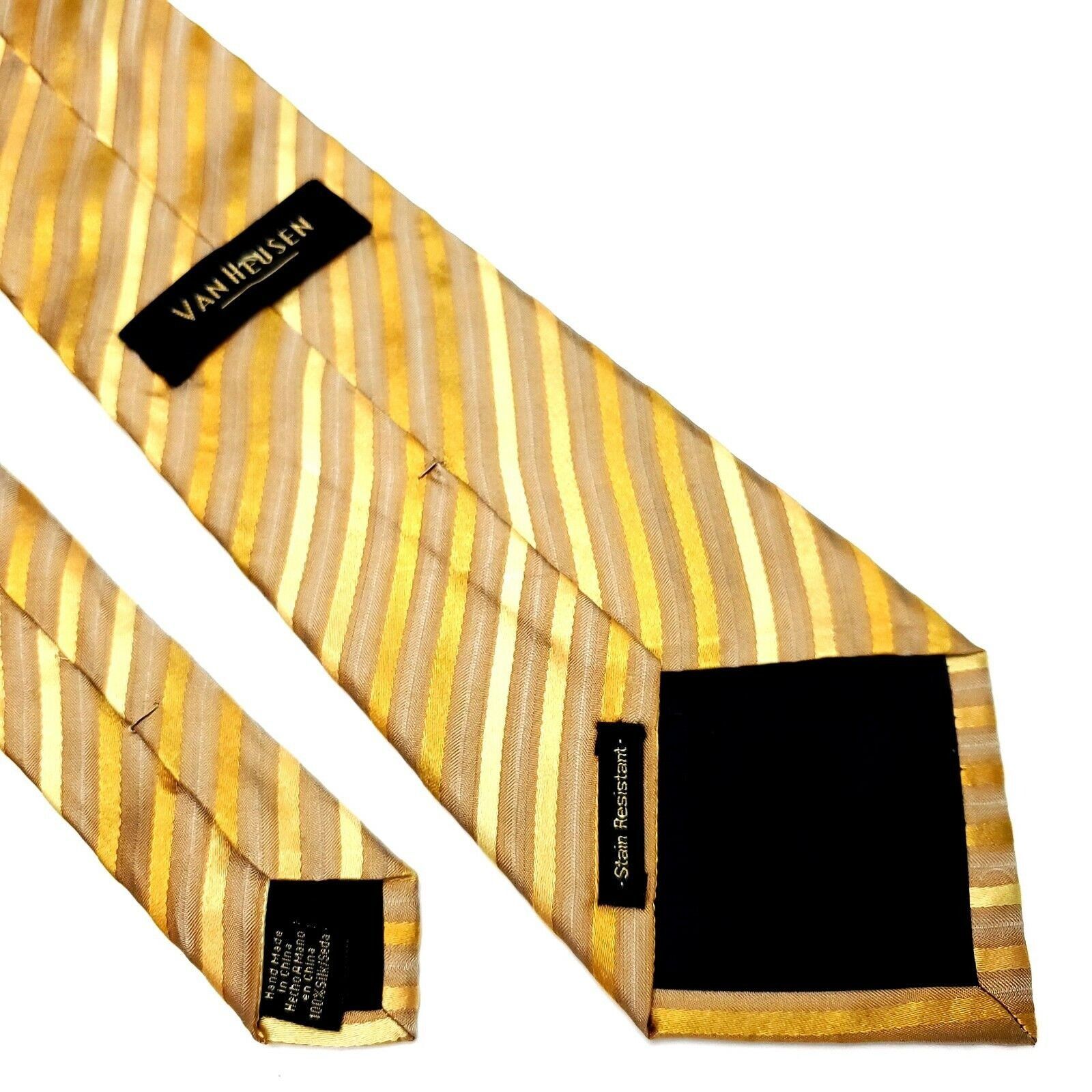 Van Heusen Van Heusen Silk Tie Woven Yellow Striped Stain Resistant Size ONE SIZE - 6 Thumbnail