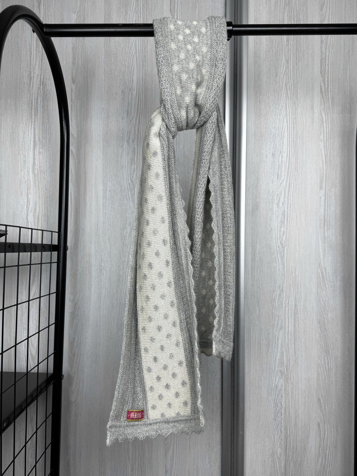 Other Oleana Wool Knit Scarf Grey White Size ONE SIZE - 2 Thumbnail