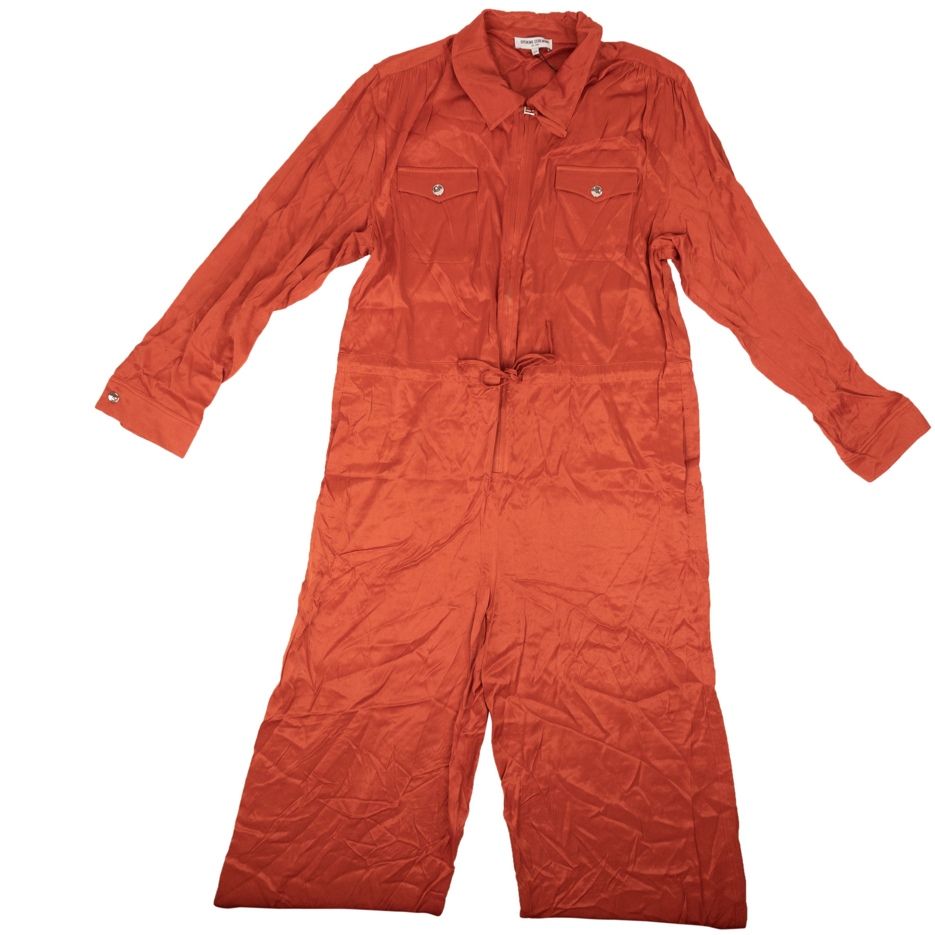 image of Opening Ceremony Rust Red Zip Front Long Sleeve Jumpsuit Size Xs, Women's