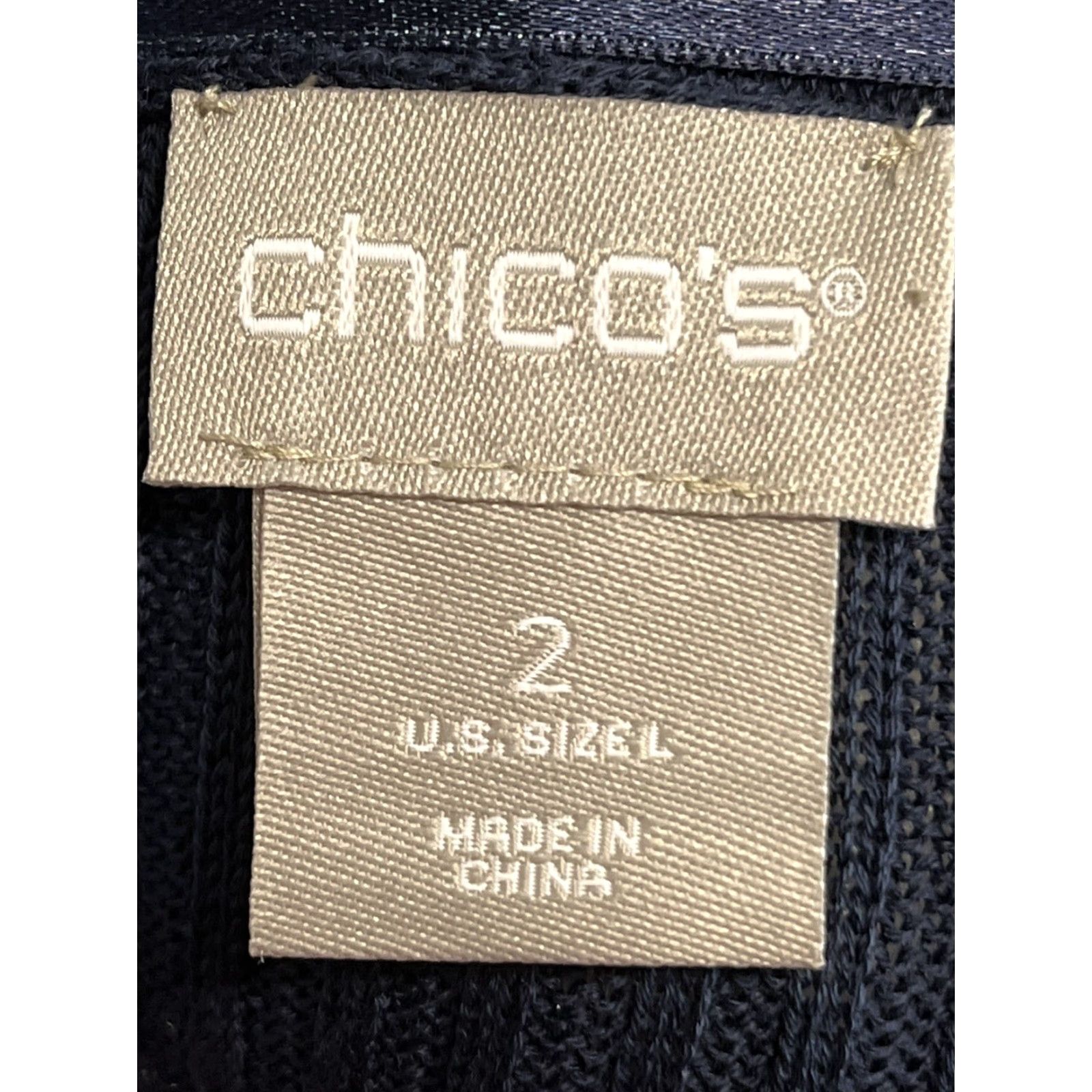 Vintage Chicos Cardigan Sweater, Open Front, Ribbed Knit, Blue, Size 2, US L, Women, Regular, Knit, Cardigan, VGUC Size XS / US 0-2 / IT 36-38 - 6 Thumbnail