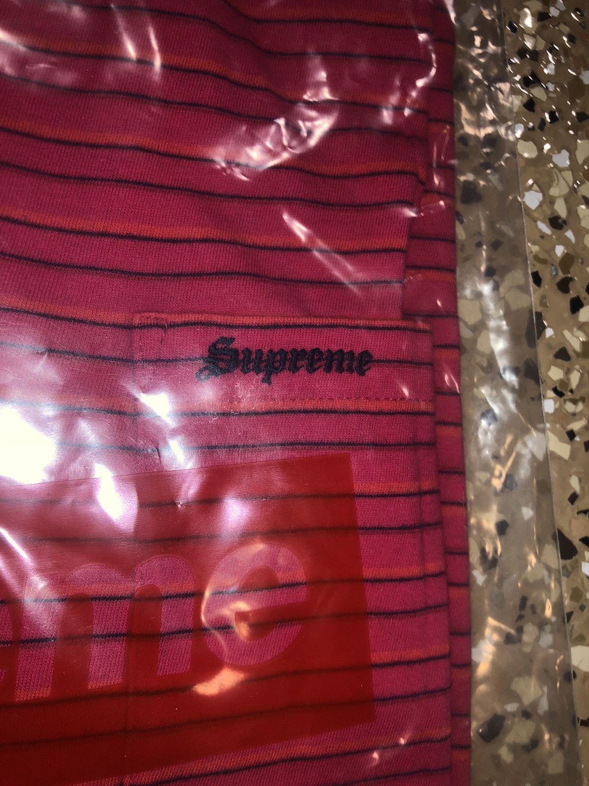 image of Supreme Thin Stripe Polo (Fw20) in Fuchsia, Men's (Size Small)