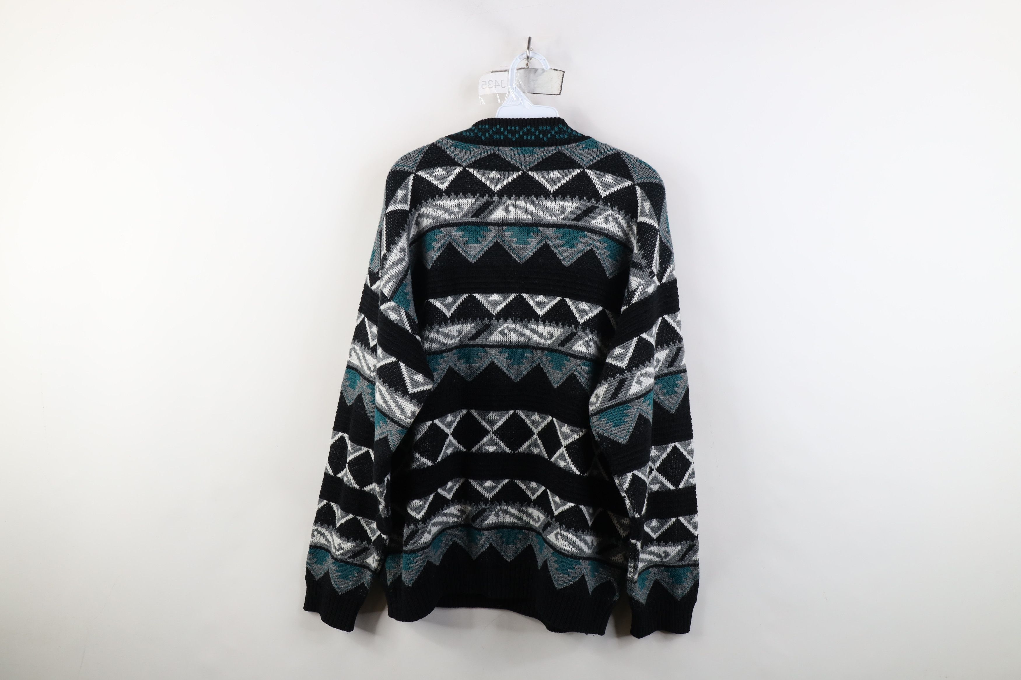 Vintage 90s Coogi Style Geometric Knit Sweater USA