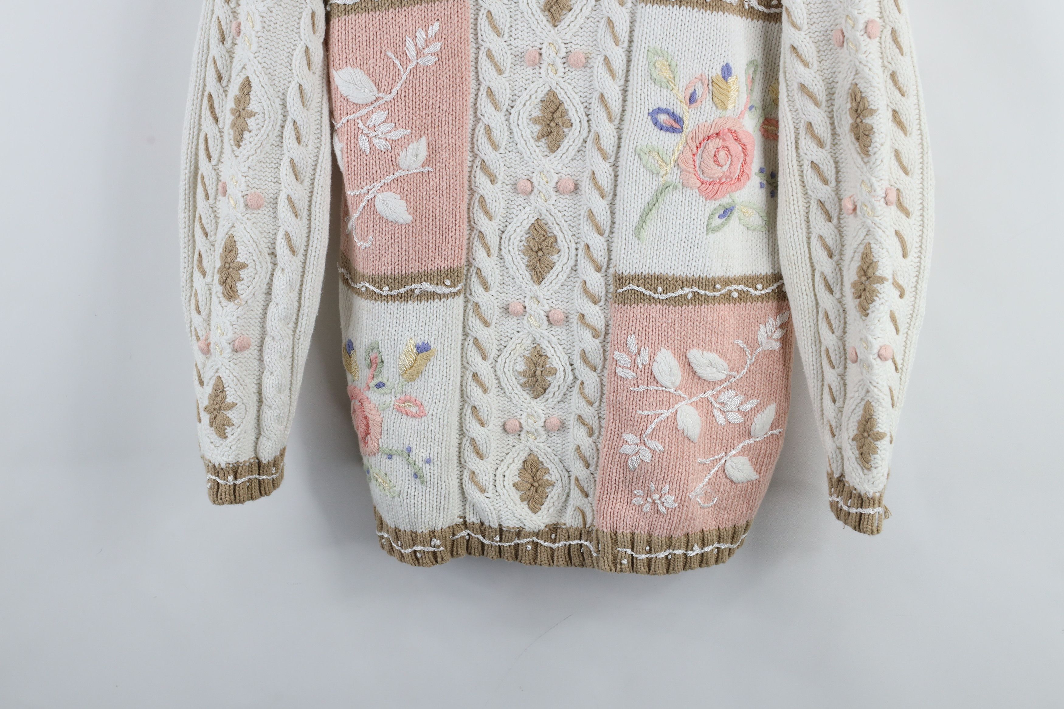 Vintage Vintage 90s Streetwear Flower Marled Knit Mock Neck Sweater Size M / US 6-8 / IT 42-44 - 3 Thumbnail