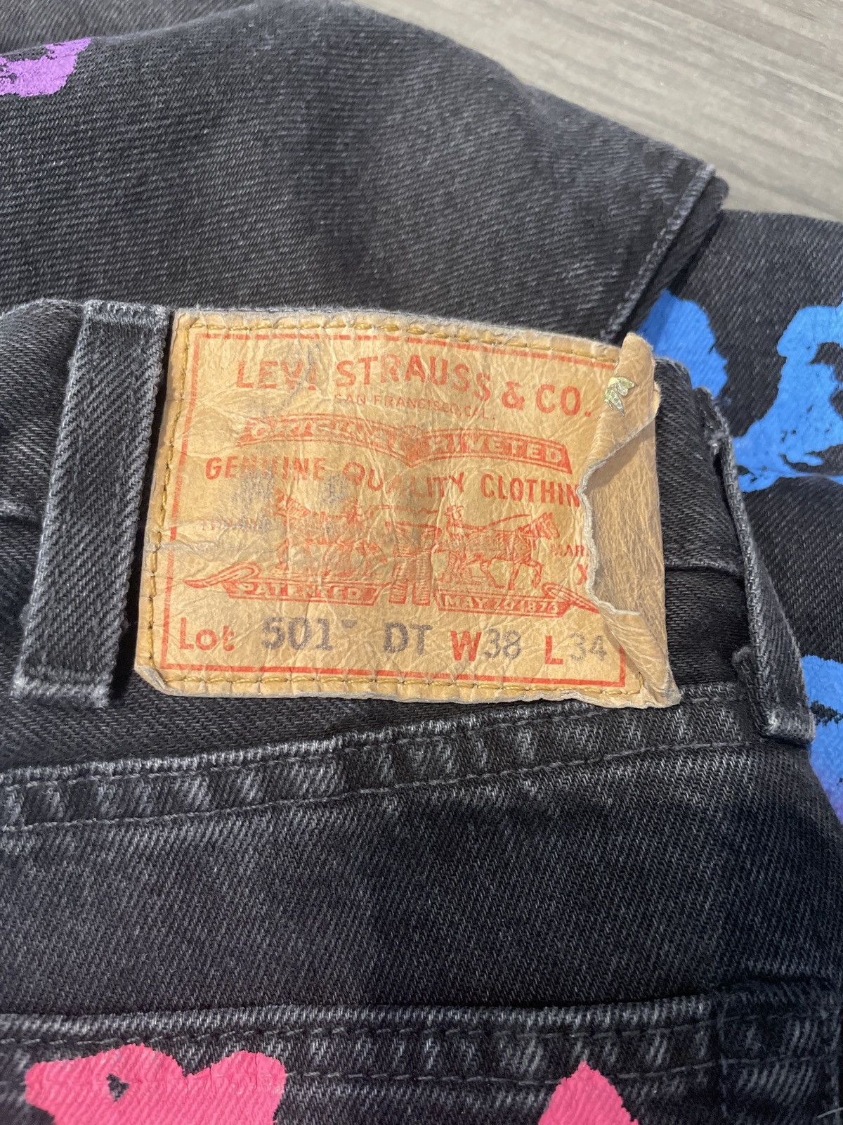 (B).Stroy × DENIM TEARS Denim Tears Bstroy Jeans 501 Black 38x34 Size US 38 / EU 54 - 3 Thumbnail
