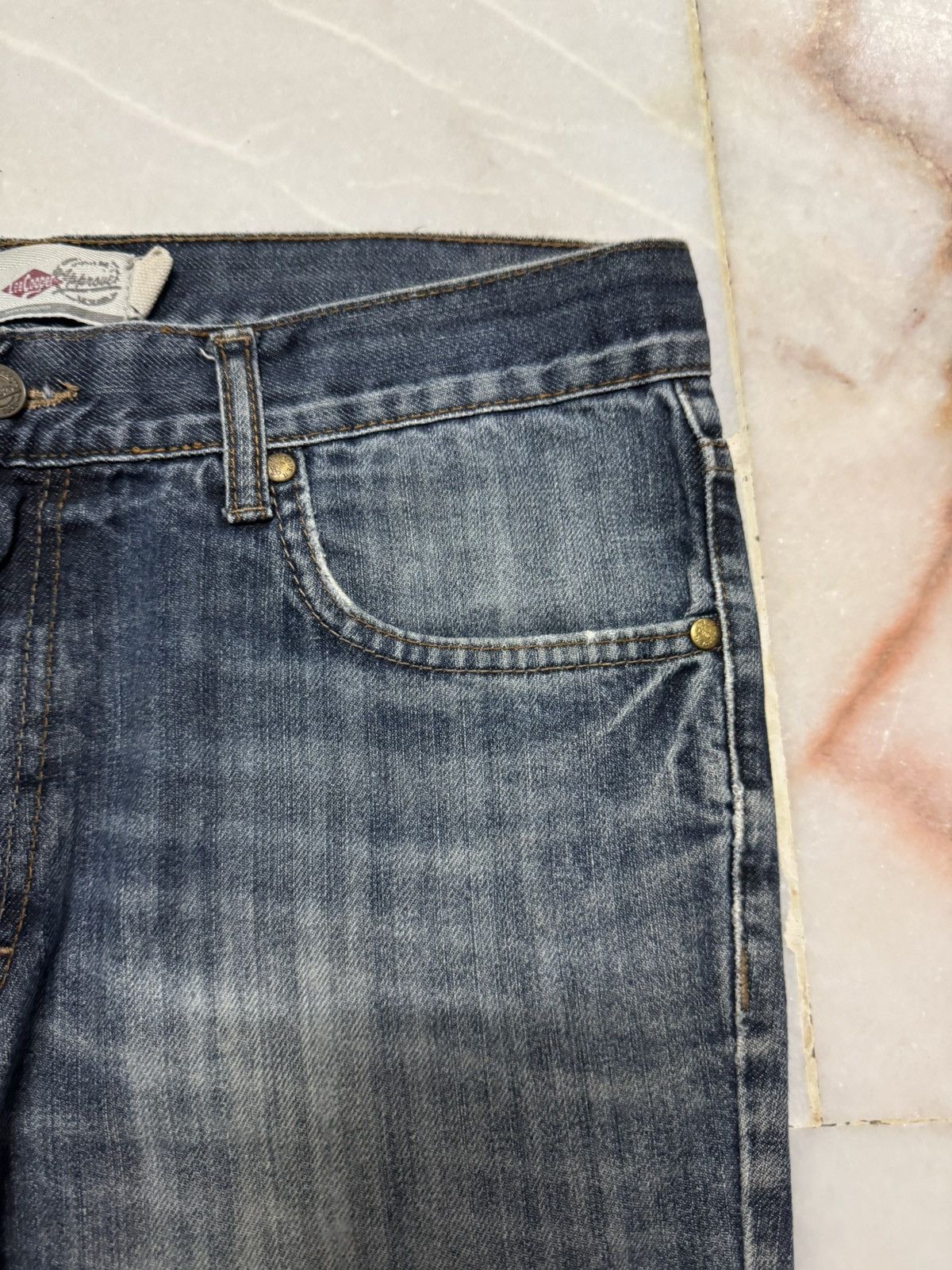 Japanese Brand FLARED JAPANESE THRASHED INSANE 90s STYLE DENIM JEANS Size US 32 / EU 48 - 6 Thumbnail