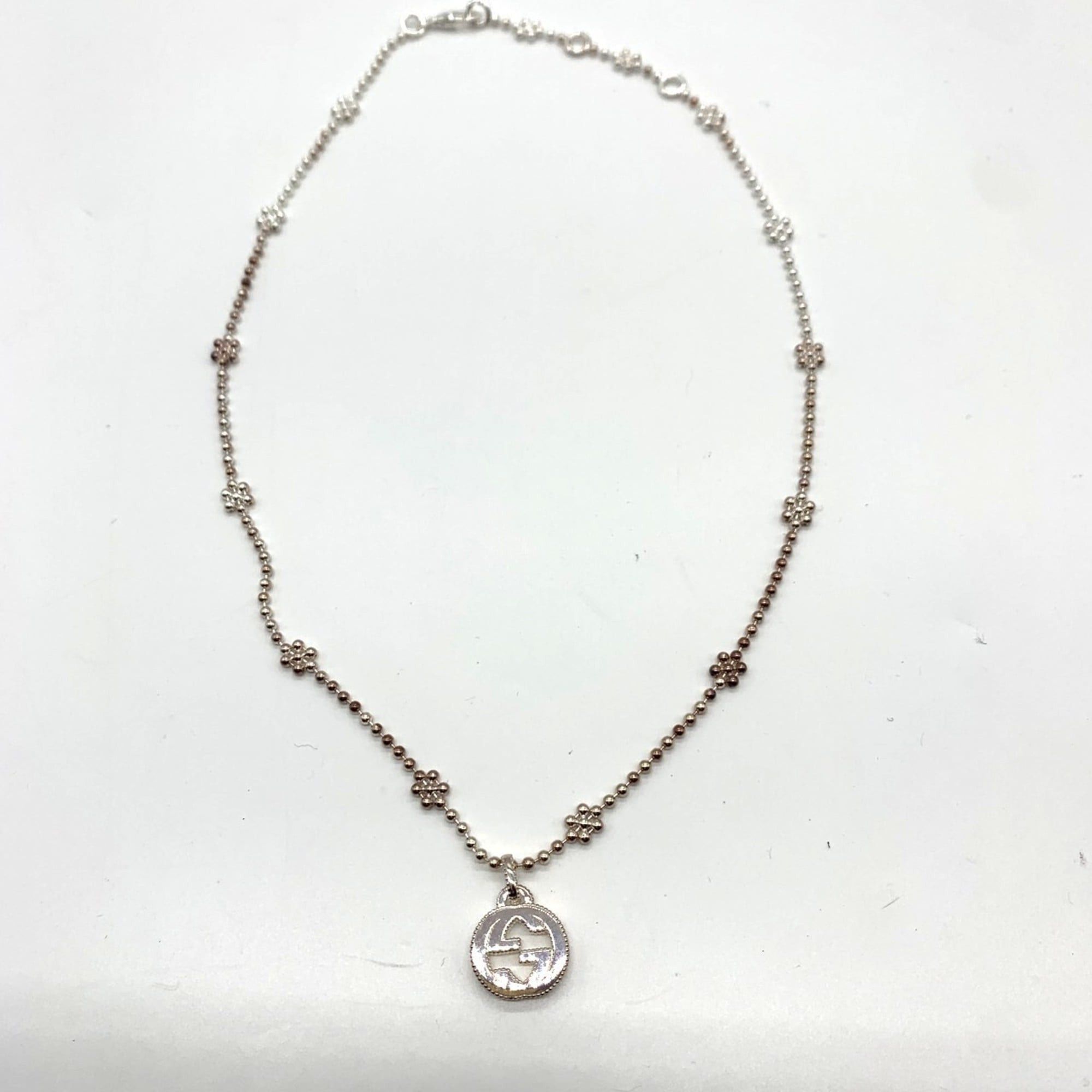 Gucci Gucci Interlocking G Flower Necklace, Sterling Silver 925, Women's GUCCI Size ONE SIZE - 1 Thumbnail