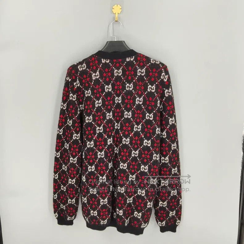 Gucci Gucci Red full-print logo cardigan coat Size US XL / EU 56 / 4 - 2 Thumbnail