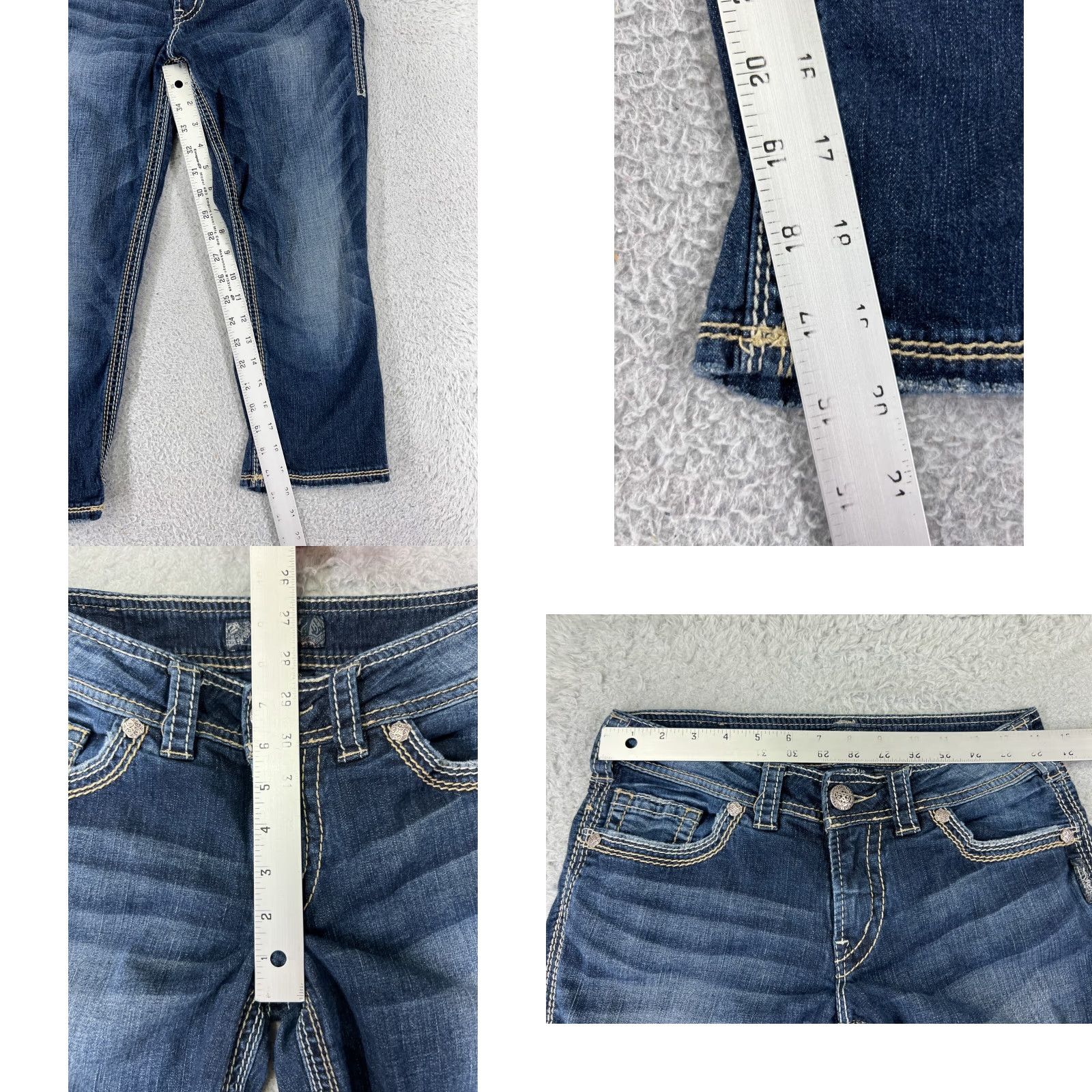 Silver Jeans Co. Silver Jeans Suki Capri Jeans Womens 26 Blue Denim Cotton Blend Embellished Embroidered Logo 5-Pocket Regular Stretch Size 26" / US 2 / IT 38 - 8 Thumbnail