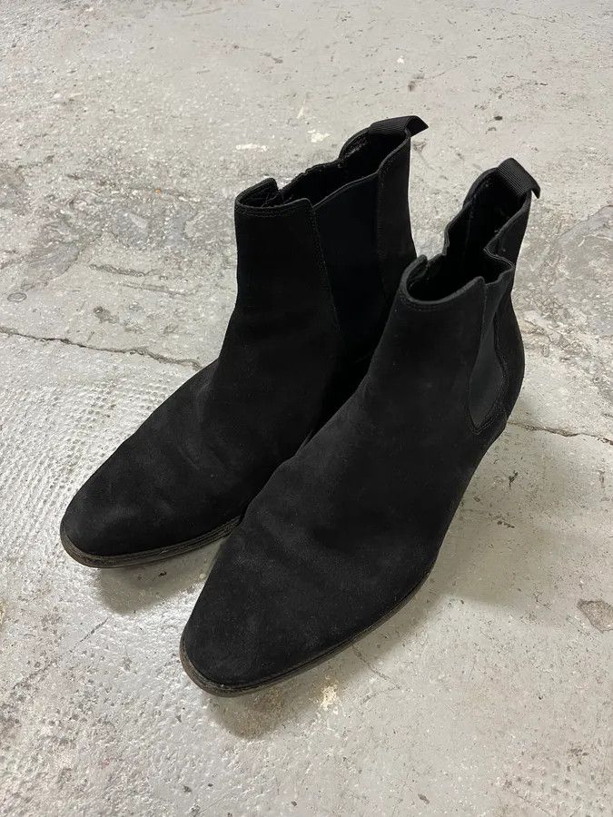 Designer × Saint Laurent Paris × Vintage Saint Laurent Black Suede Leather Ankle Boots Size US 7 / EU 40 - 4 Thumbnail