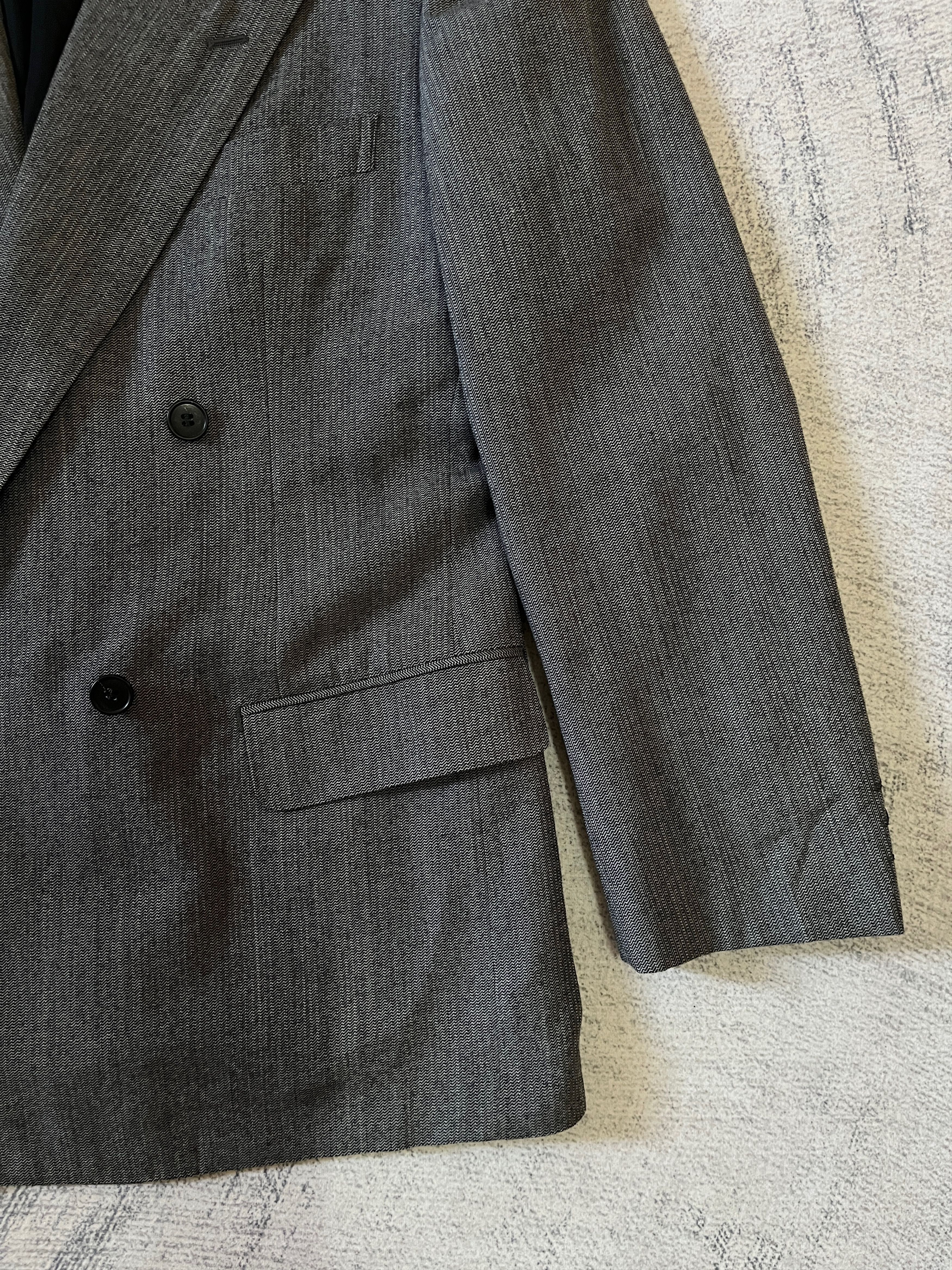 Yohji Yamamoto Y’s For Men LQ Design Wool Double Breasted Grey Blazer Size 40R - 5 Thumbnail