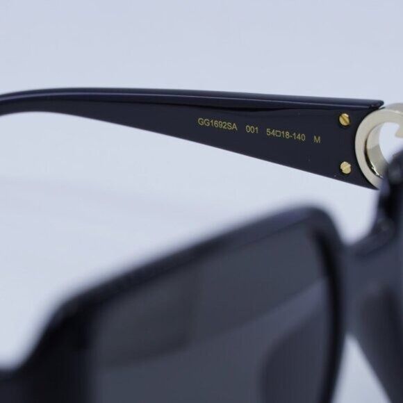 Gucci Gucci GG1692SA 001 Sunglasses Shiny Black Square Frame, Grey Size ONE SIZE - 7 Thumbnail
