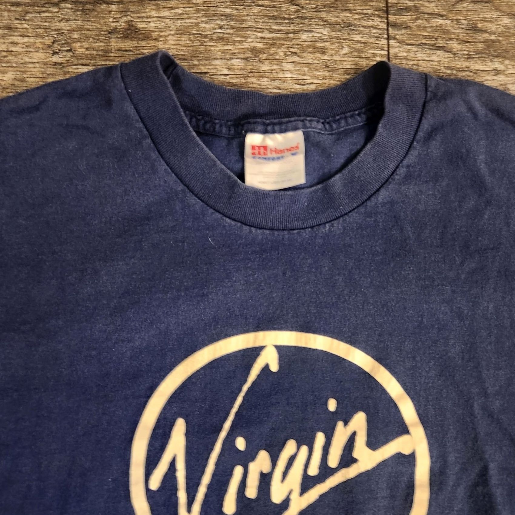 Hanes Vintage Virgin Records Orlando T Shirt Tee Mens Large Blue Music Rare 90s Size US L / EU 52-54 / 3 - 4 Thumbnail