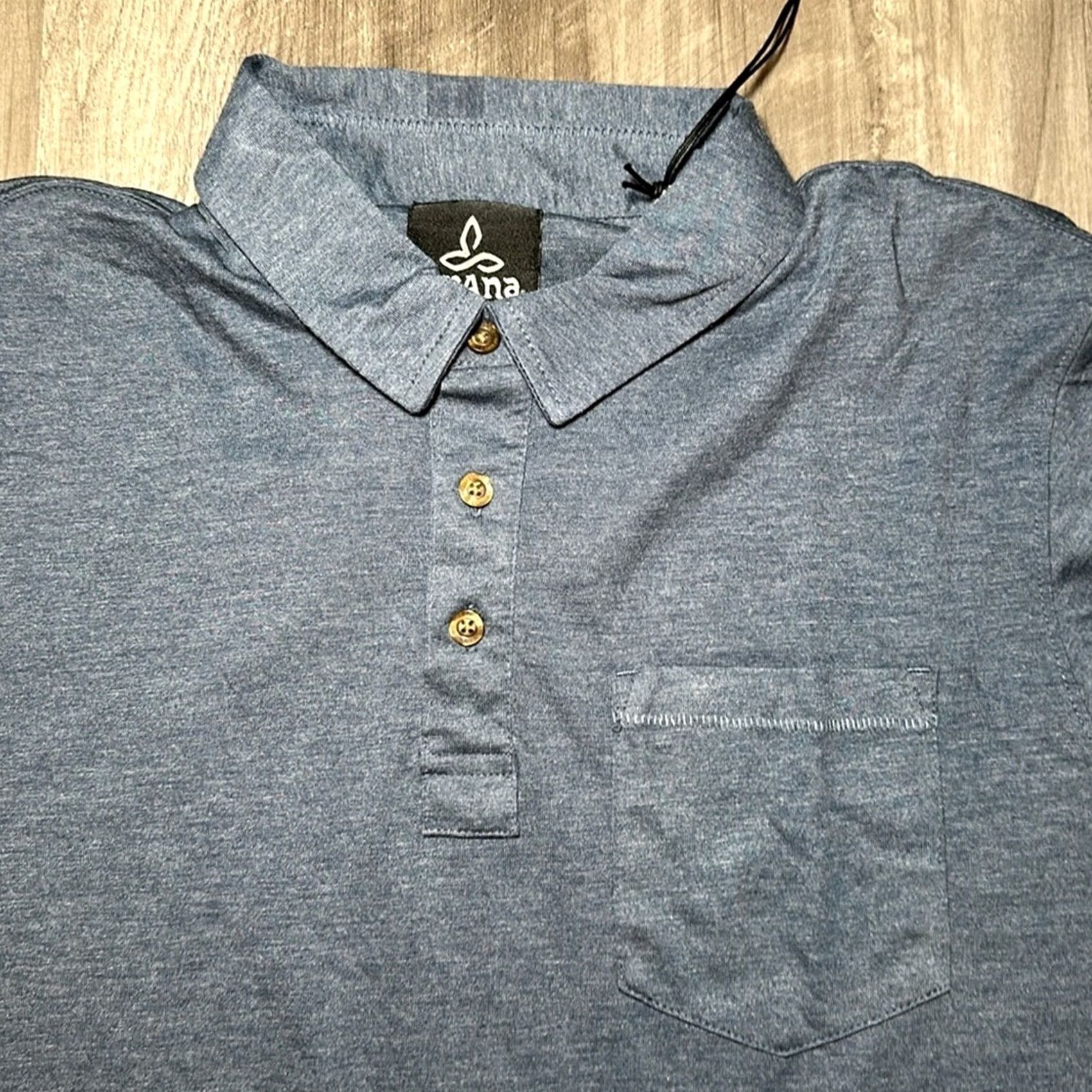 Prana Prana Jersey Pocket Polo Shirt - Small Men Blue Denim Heather NWT Size US S / EU 44-46 / 1 - 6 Thumbnail