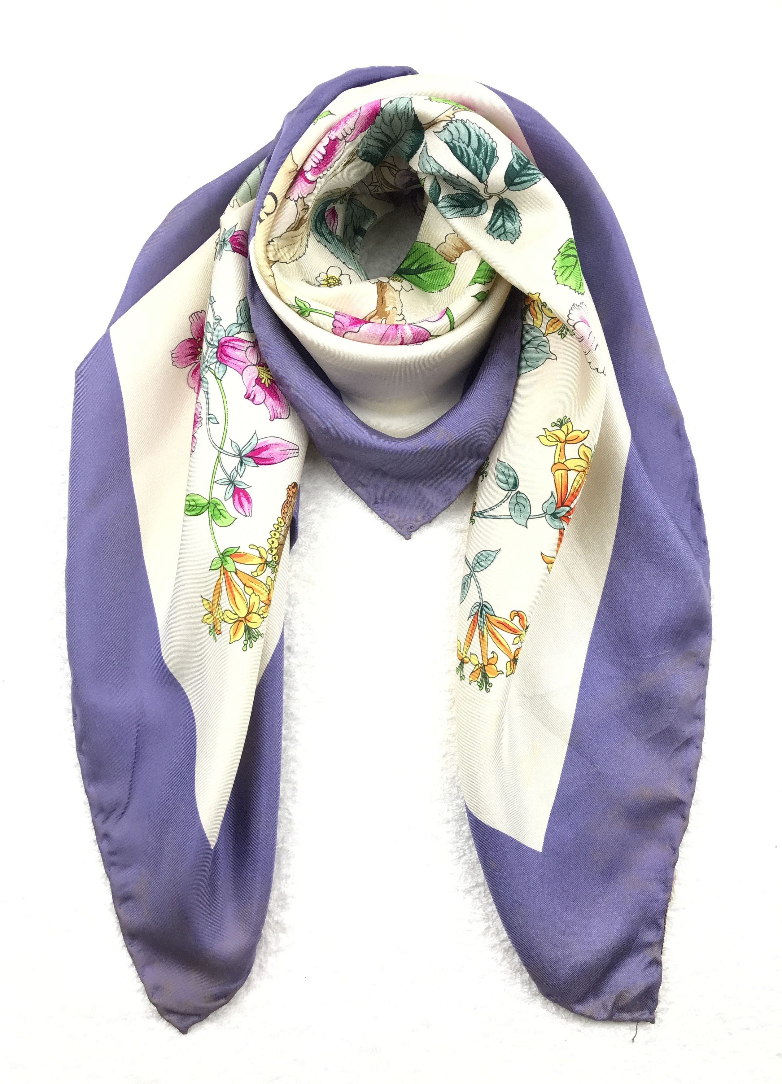 Gucci Vintage Gucci Floral Silk Scarf Size ONE SIZE - 6 Thumbnail