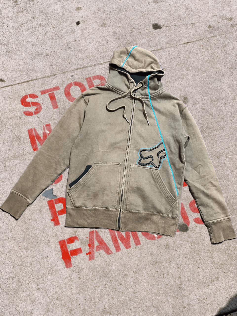 Y2K Streetwear Sweatshirt Zip Big Logo Fox Racing