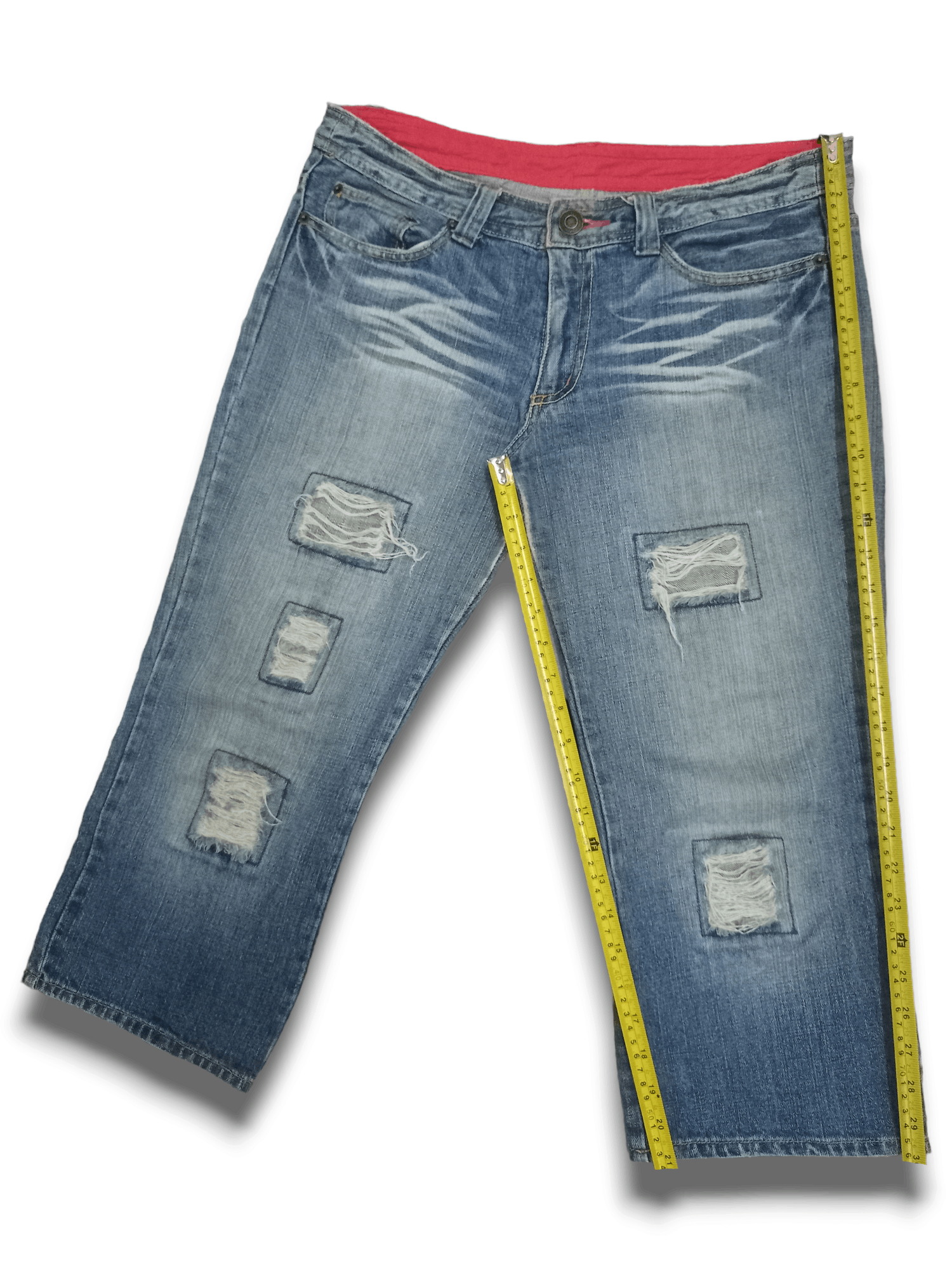 Japanese Brand Vintage Japanese Brand Blue Wash Distress Baggy Jean Shorts Size US 34 / EU 50 - 10 Thumbnail