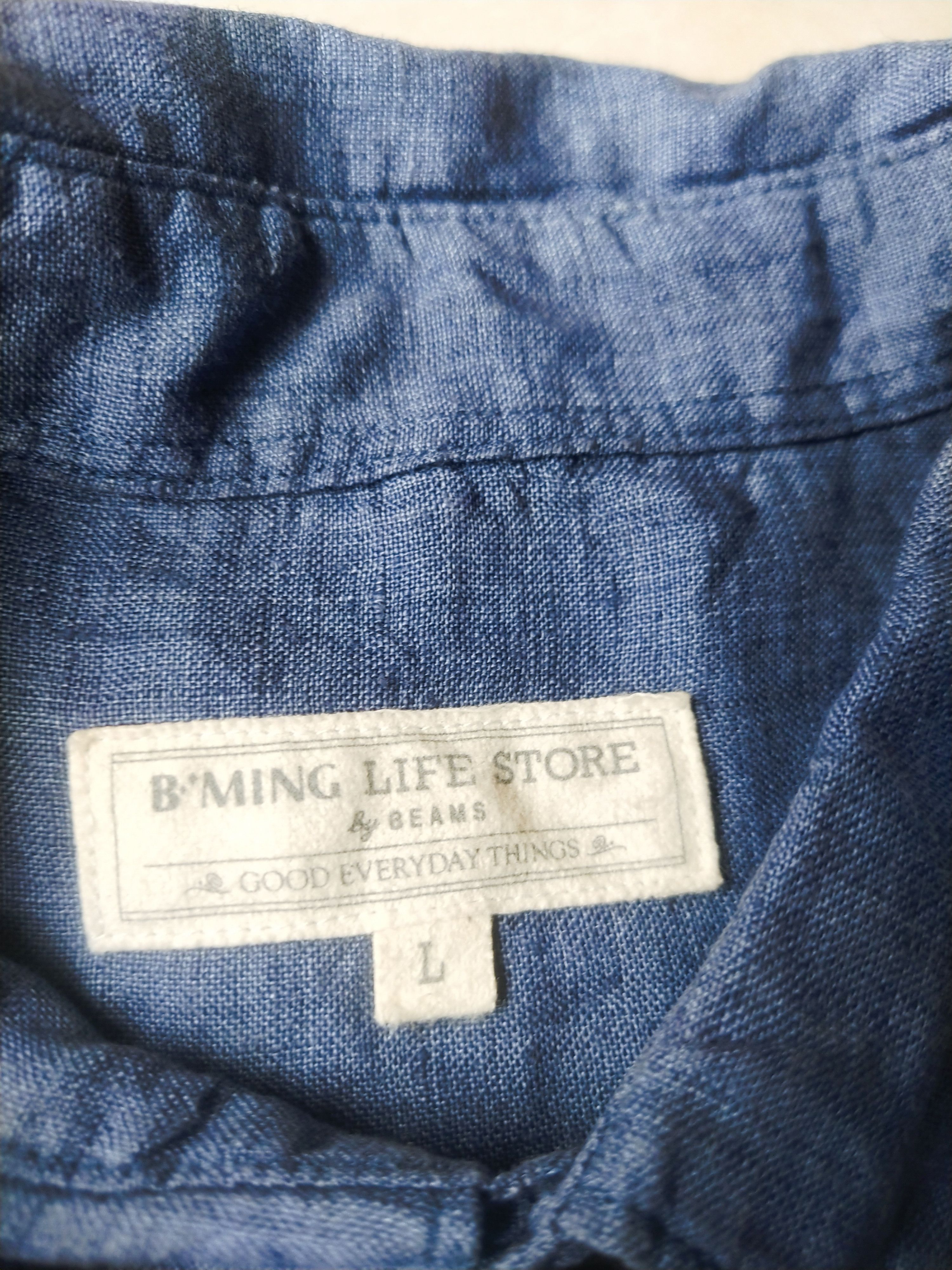 Beams Plus BEAMS B:Ming 100% Linen Navy Blue Long Sleeve Shirt City Boy Size US L / EU 52-54 / 3 - 5 Thumbnail