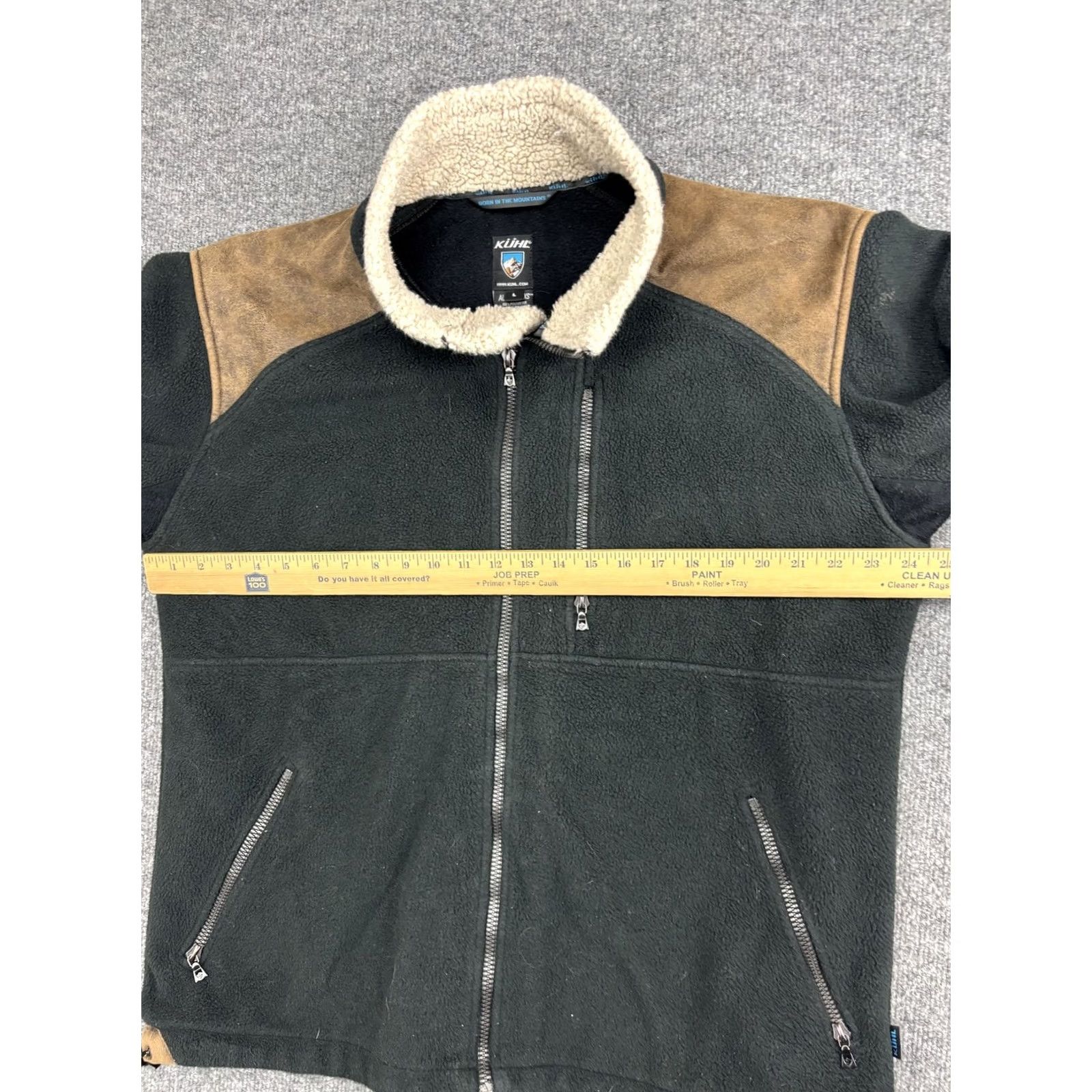 Vintage Kuhl Alpenwurx Jacket Mens Large Black Tan Fleece Sherpa Collar Suede Trim Warm Size US L / EU 52-54 / 3 - 6 Thumbnail